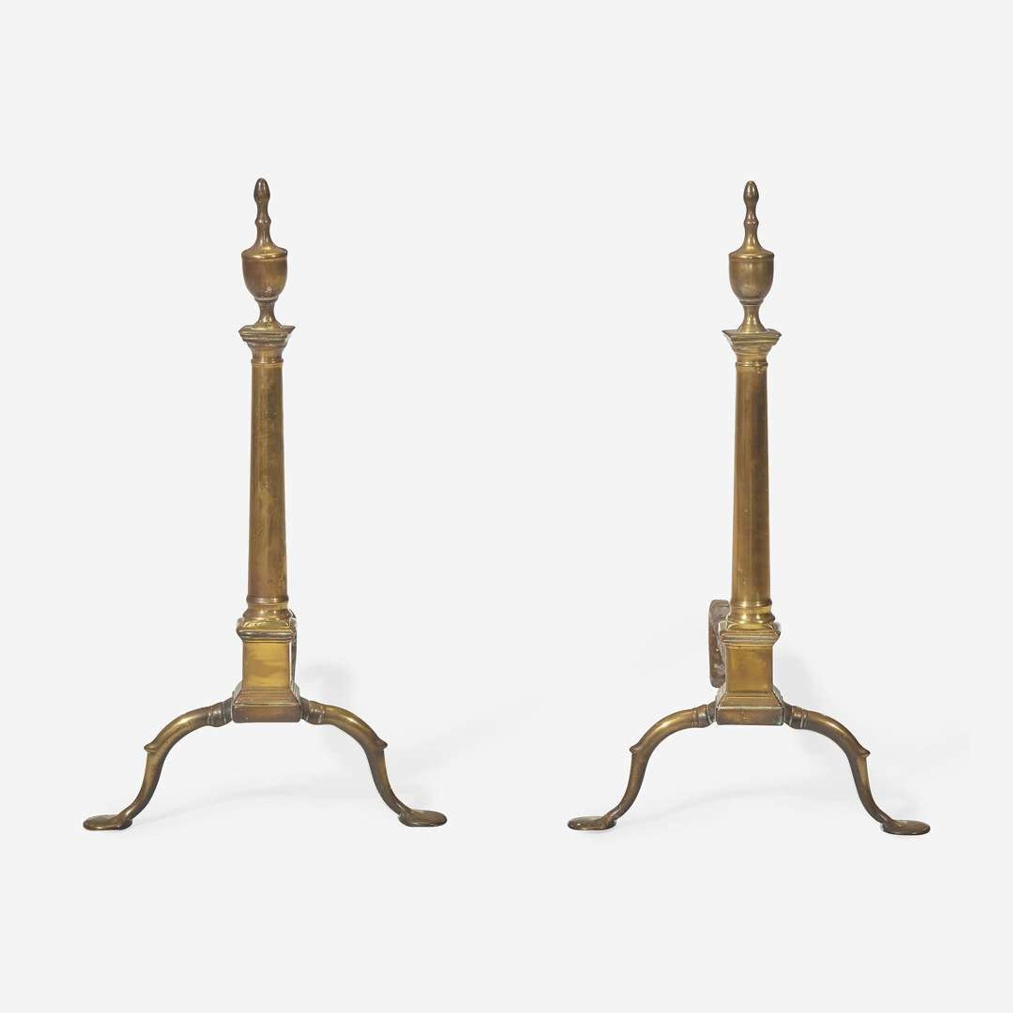 A pair of Federal bell metal andirons Philadelphia, PA, circa 1800