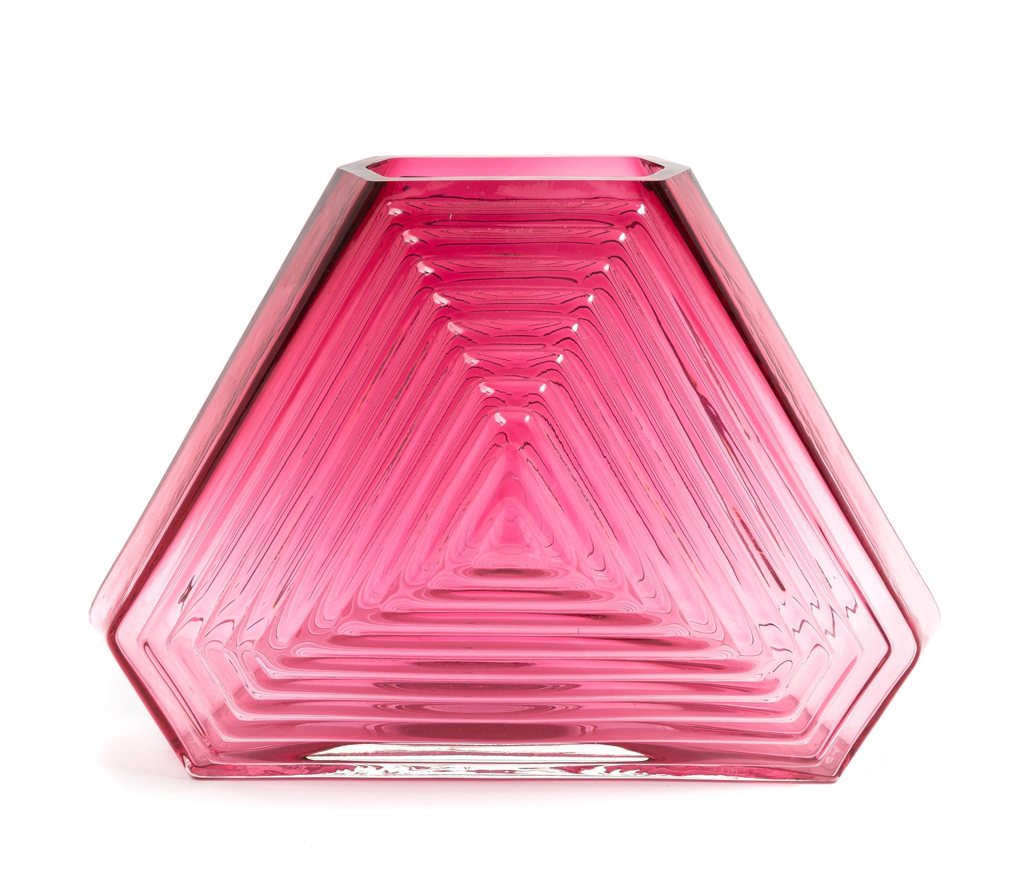 An Art Deco Cranberry Glass Vase Height 6 inches.