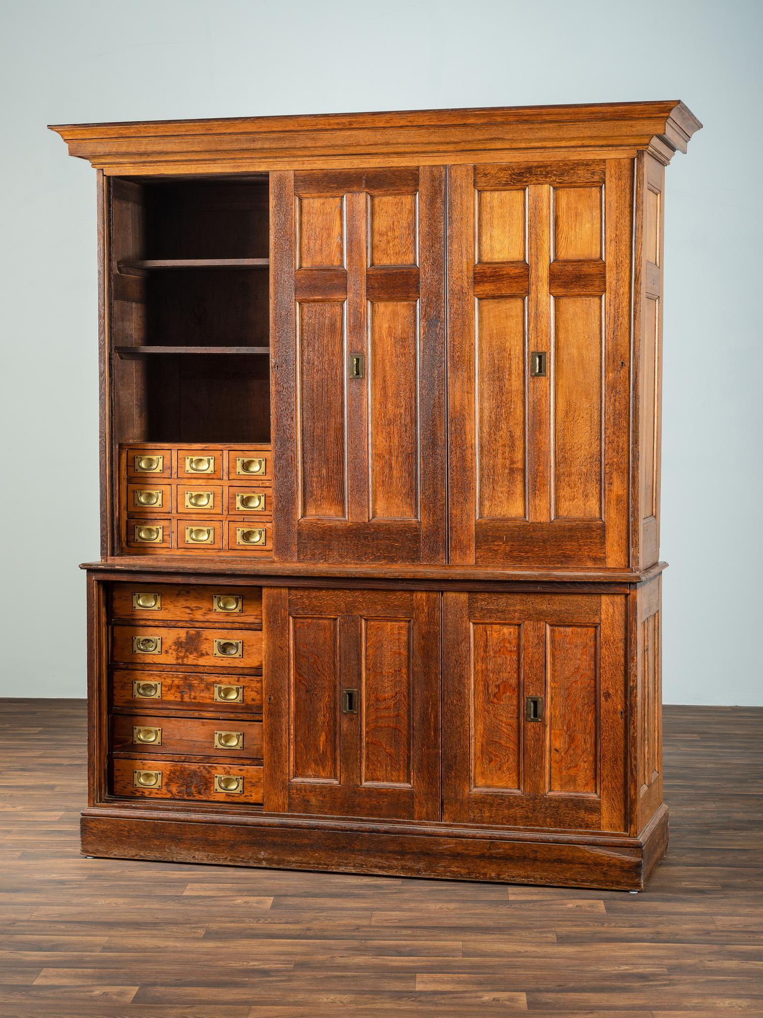 A Country Brass Mounted Oak Lawyer's Bookcase