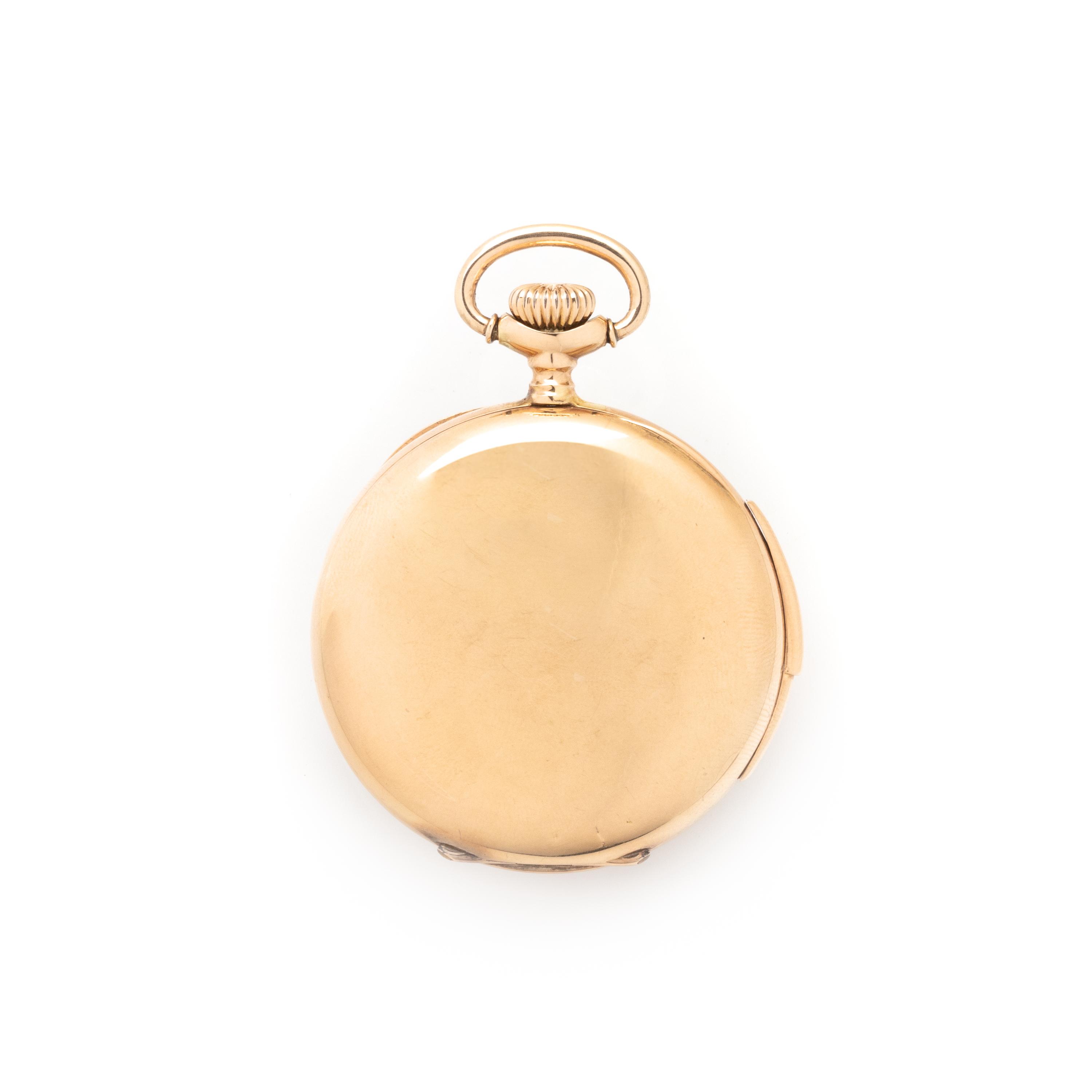 14K PINK GOLD MINUTE REPEATER OPEN FACE POCKET WATCH