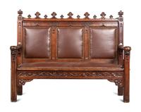 A Gothic Revival Oak Settee
