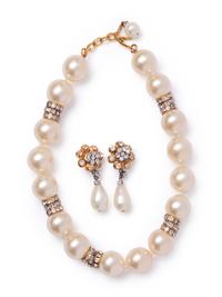 Chanel Faux Pearl Ear Clips and Necklace, 1991-1994