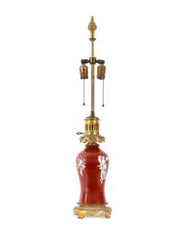 An English Porcelain Vase Mounted as a Lamp — 19TH CENTURY