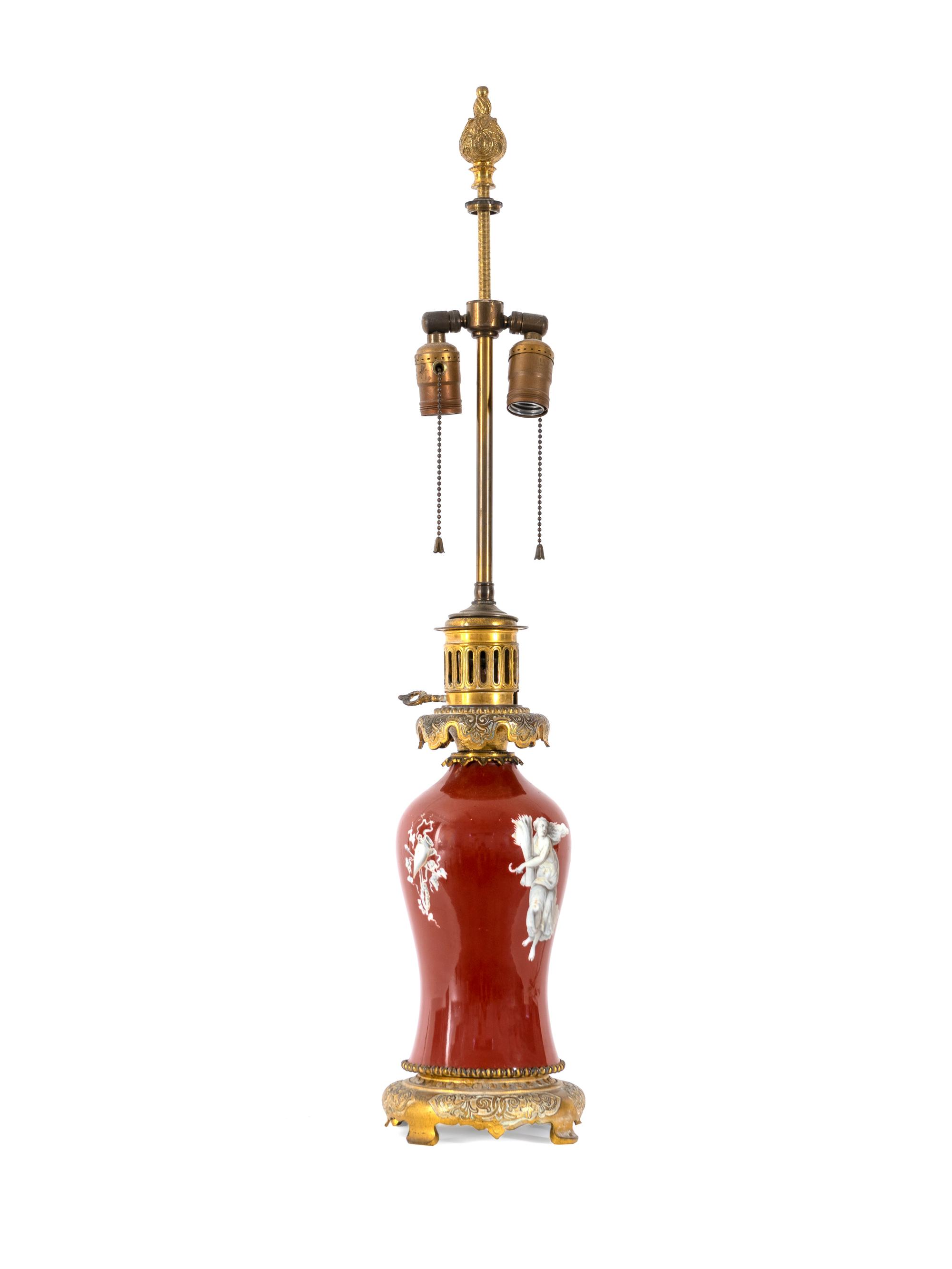 An English Porcelain Vase Mounted as a Lamp — 19TH CENTURY