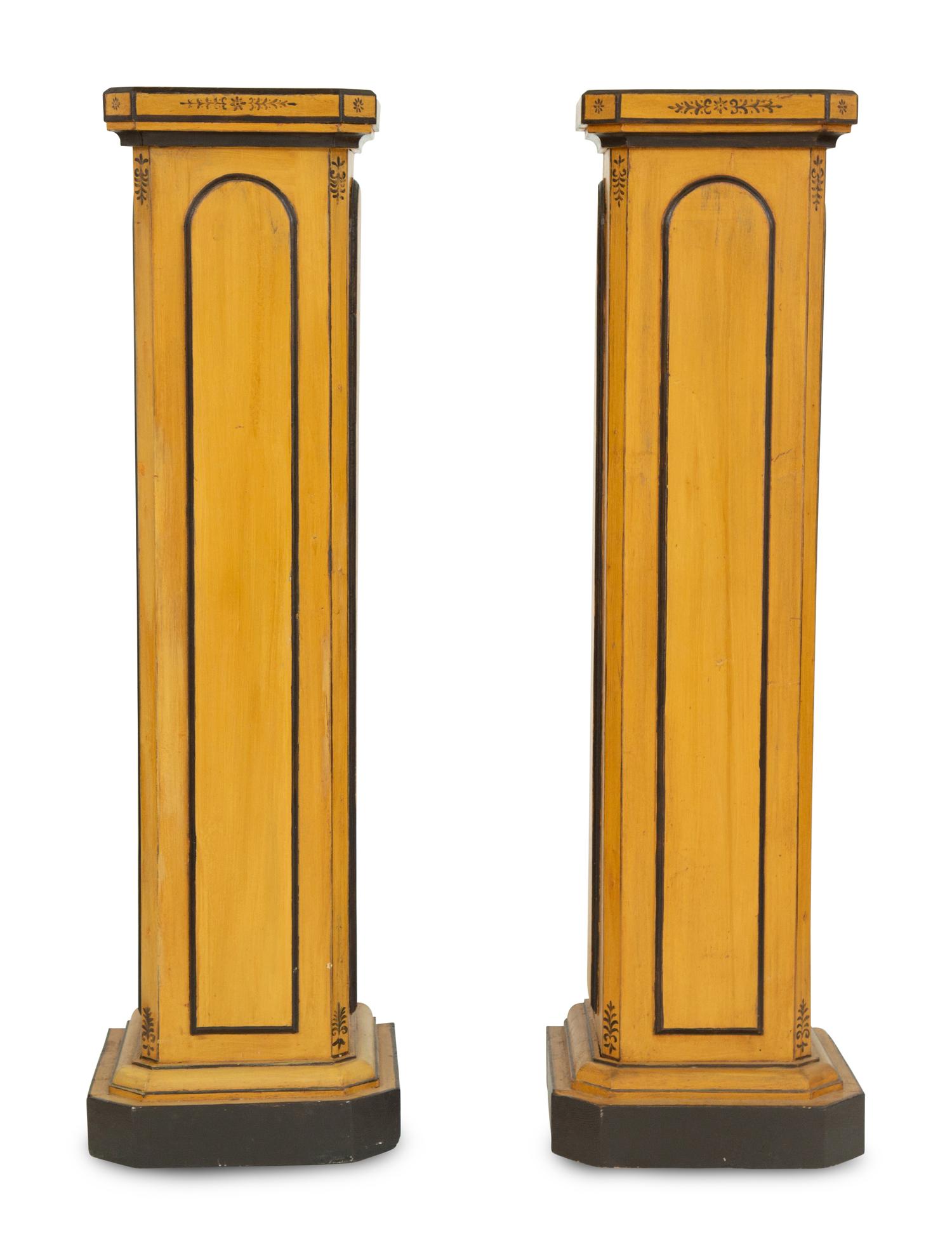 A Pair of Charles X Style Painted Pedestals