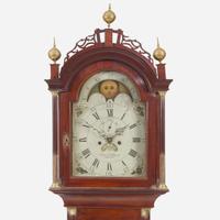 A Federal inlaid mahogany tall case clock Works by Simon Willard (1753-1848), Roxbury, MA, the case possibly by Stephen Badlam (1751-1815), Dorchester, MA, circa 1795