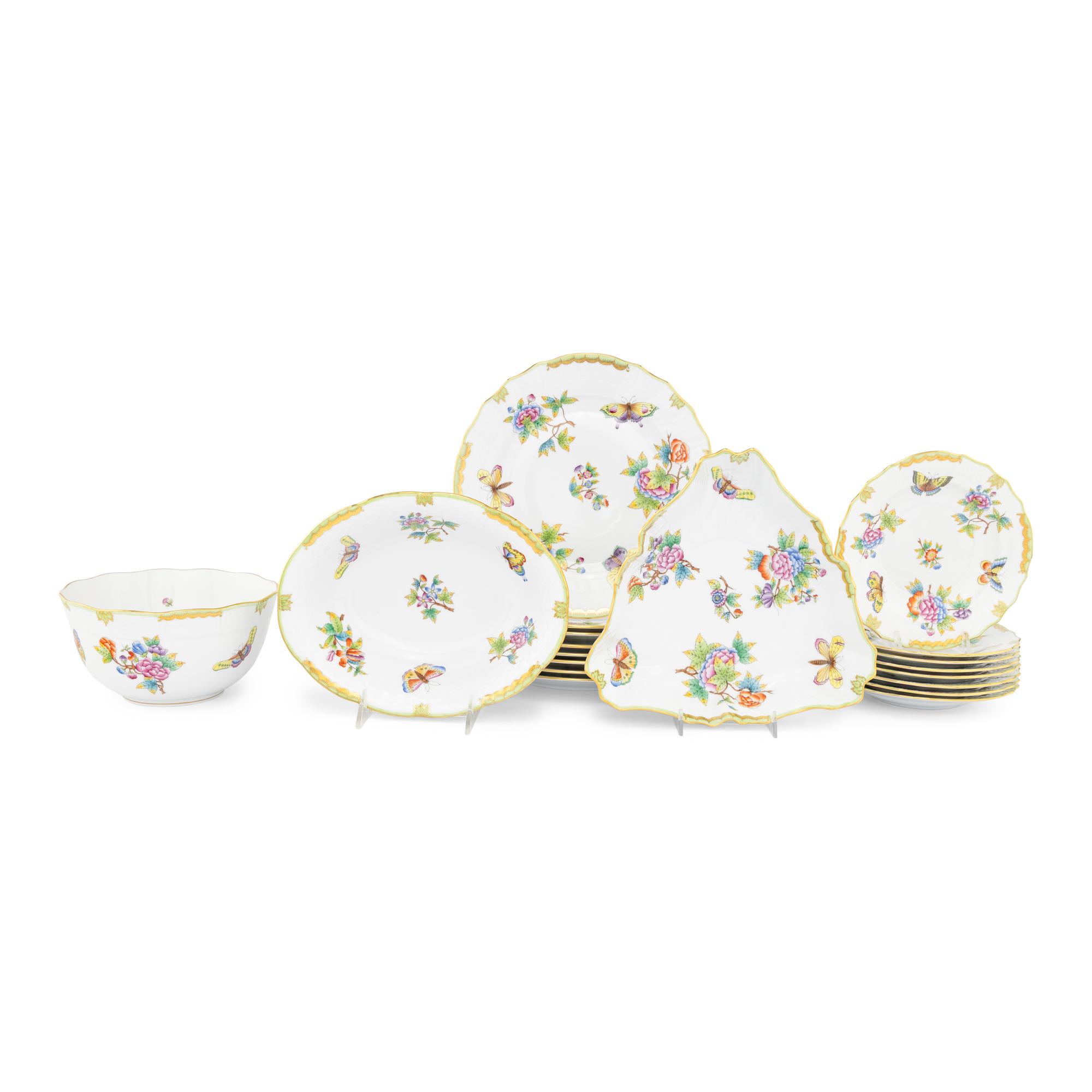 A Herend Queen Victoria Porcelain Part Dinner Service