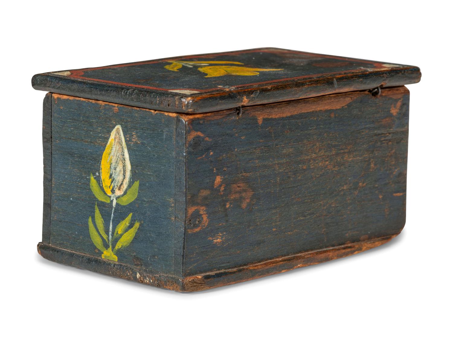 A Miniature Paint Decorated Pine Dresser Box