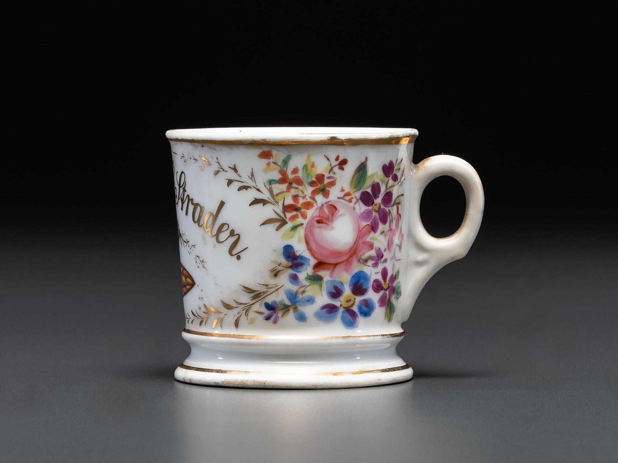 Two Tobacco Related Porcelain Occupational Shaving Mugs
