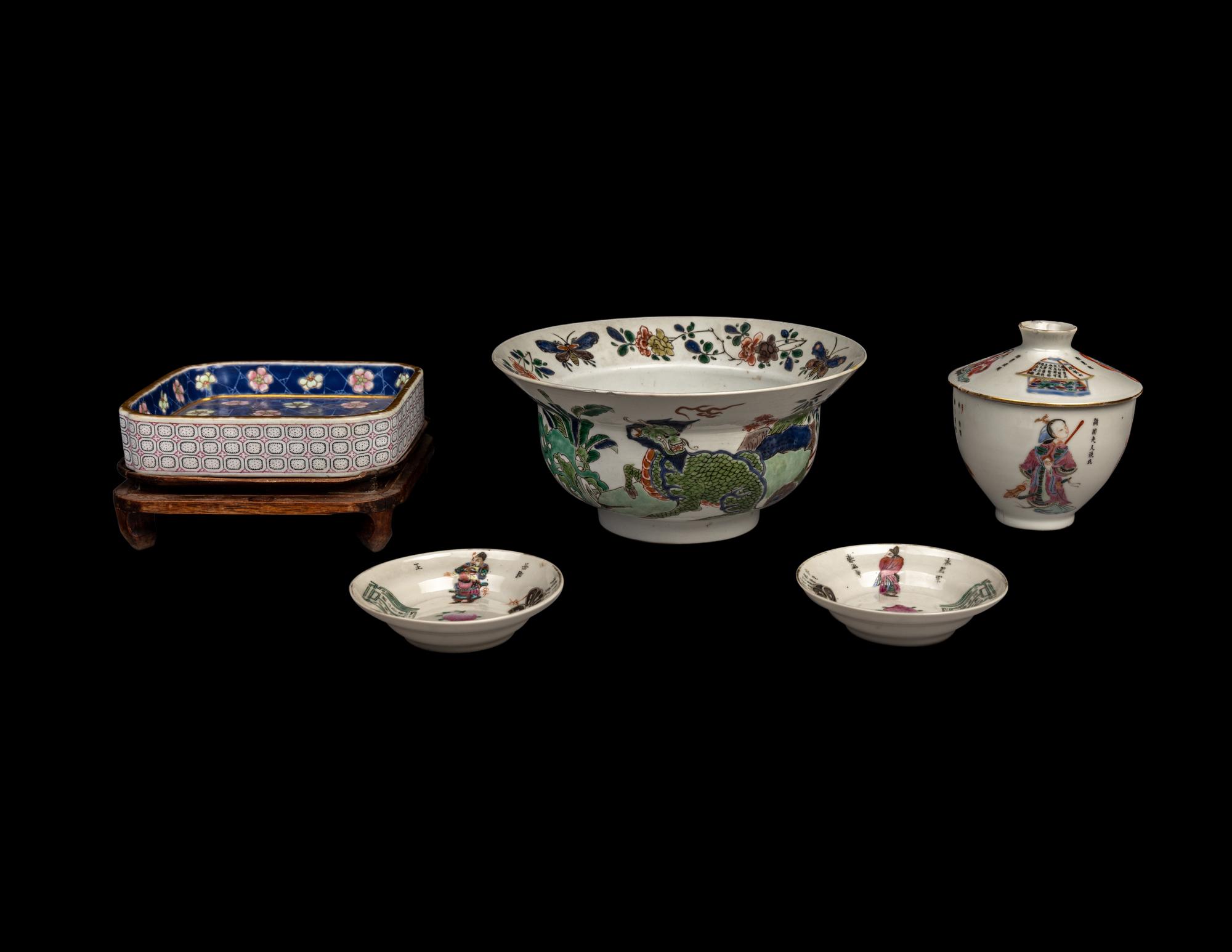 Five Chinese Famille Rose Porcelain Articles
