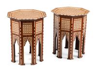 A Pair of Anglo-Colonial Style Inlaid Side Tables