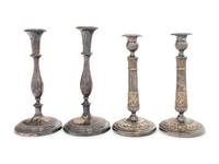 Two Pairs of Silver-Plate Candlesticks
