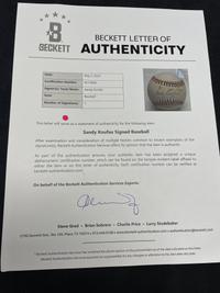 A Sandy Koufax Single Signed Autograph Baseball (Beckett Authentication Services Letter)