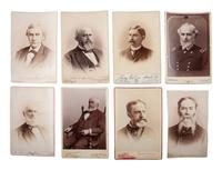 A collection of 31 cabinet cards featuring 19th century military and political subjects, including: