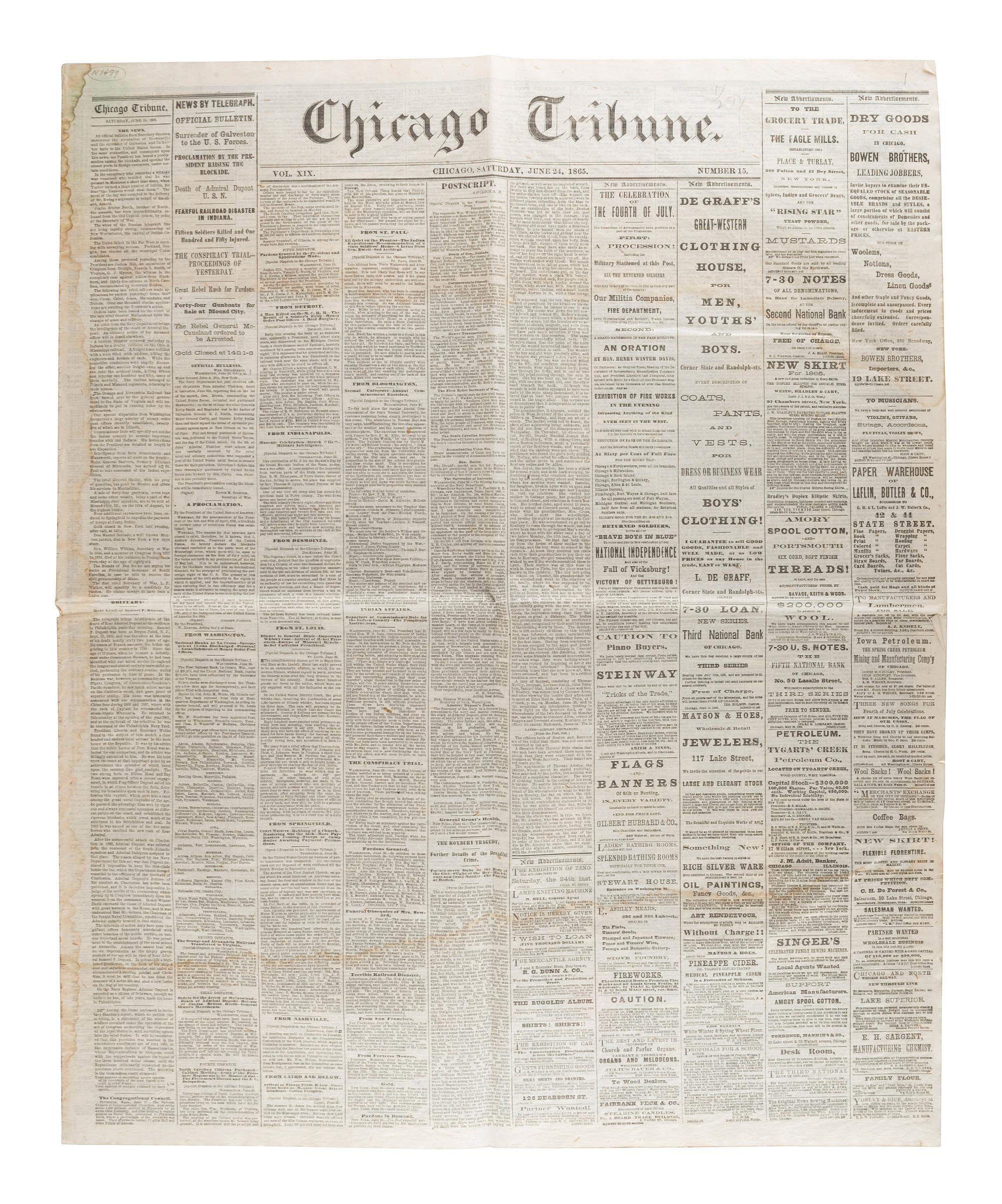 [CIVIL WAR]. A group of Civil War-era newspapers, comprising: