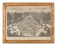 A Group of Four Framed Engravings Depicting French Gardens