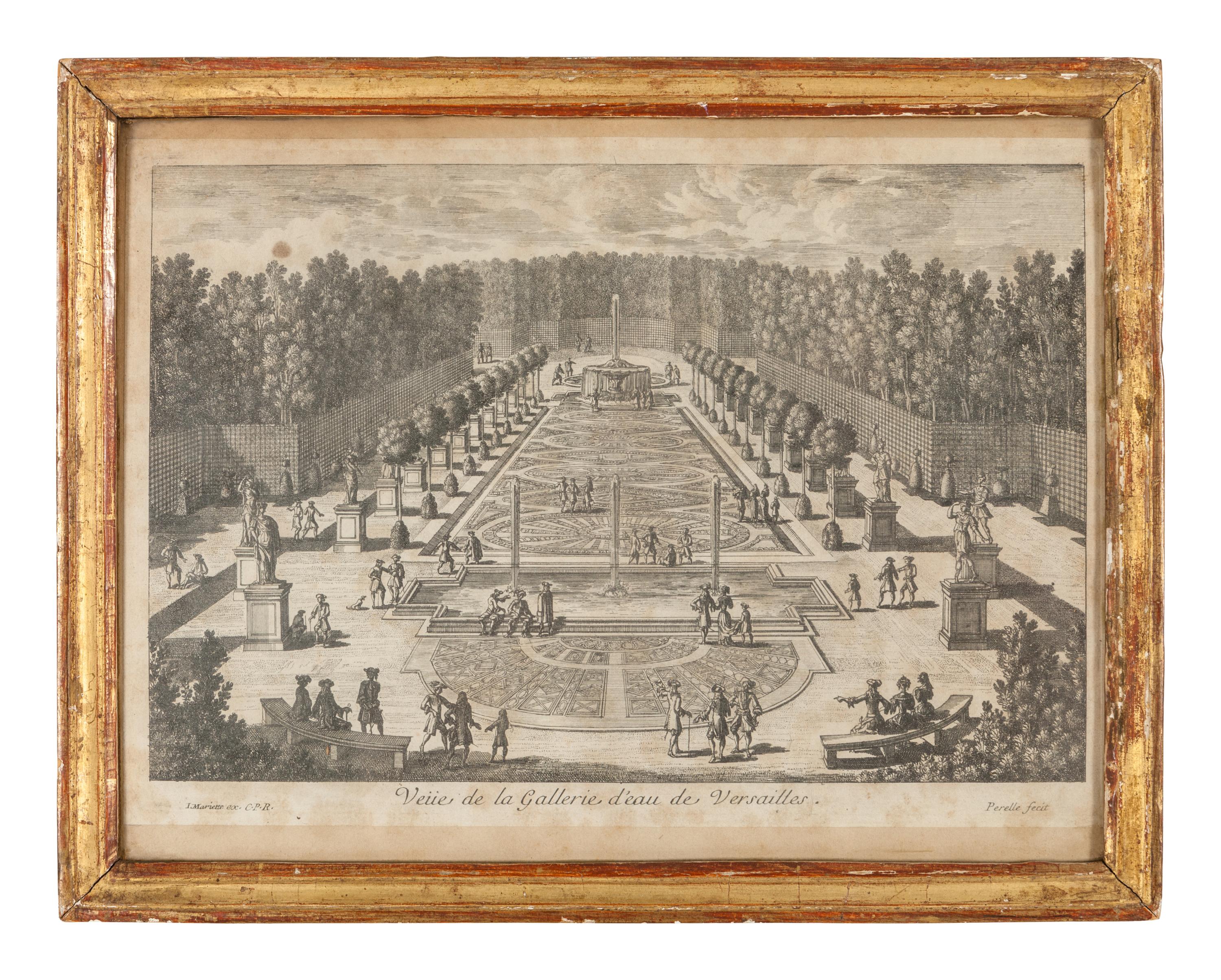 A Group of Four Framed Engravings Depicting French Gardens