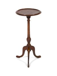 An American Mahogany Piecrust Top Tripod Candlestand and a Piano Stool — 19TH CENTURY