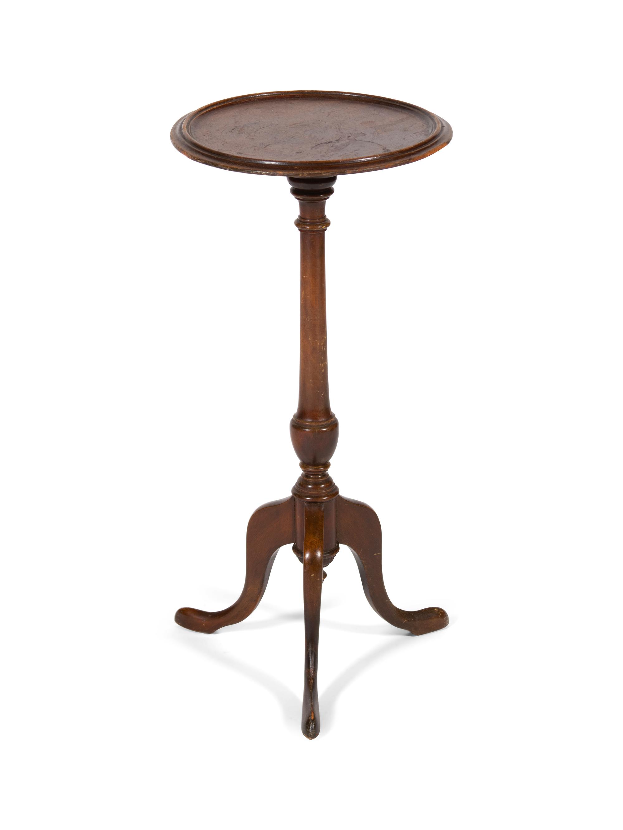 An American Mahogany Piecrust Top Tripod Candlestand and a Piano Stool — 19TH CENTURY