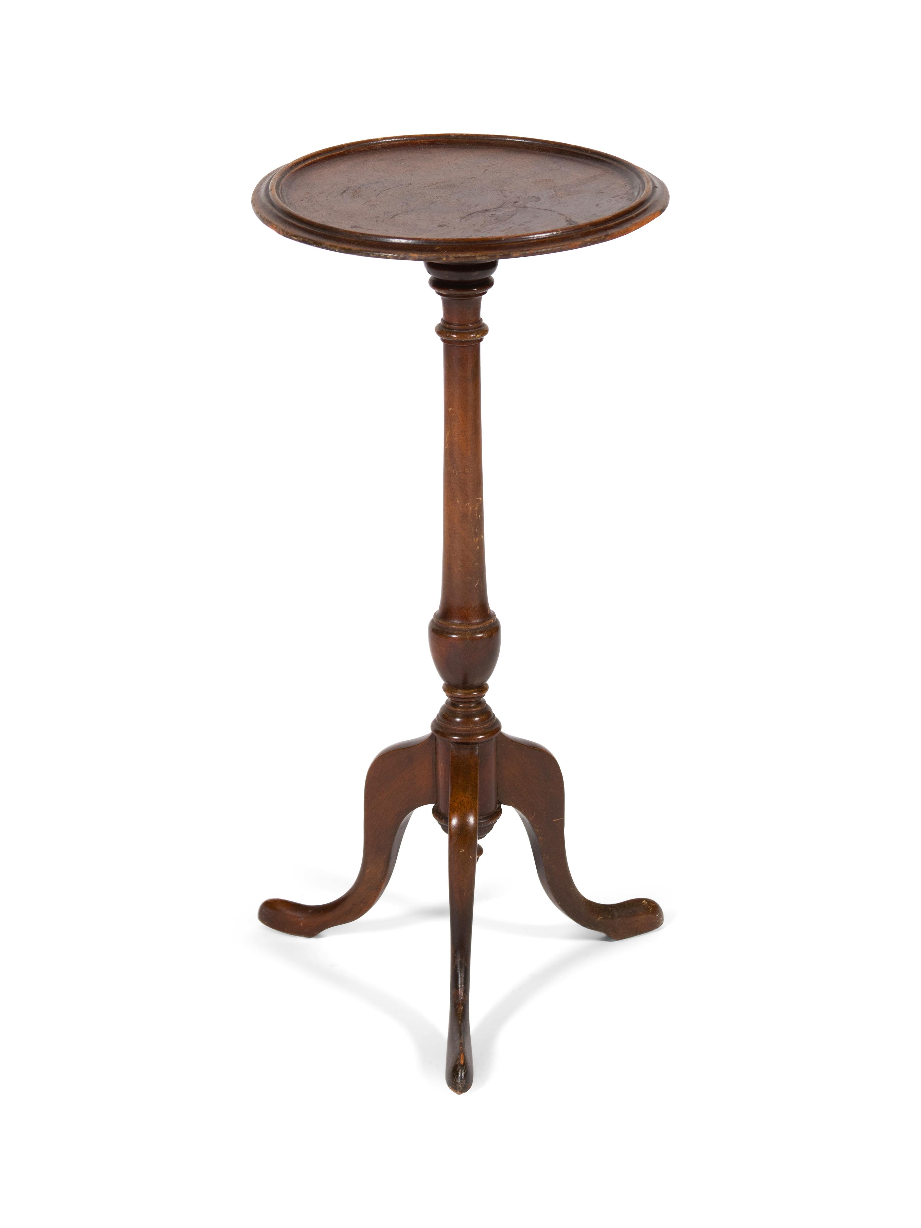 An American Mahogany Piecrust Top Tripod Candlestand and a Piano Stool — 19TH CENTURY