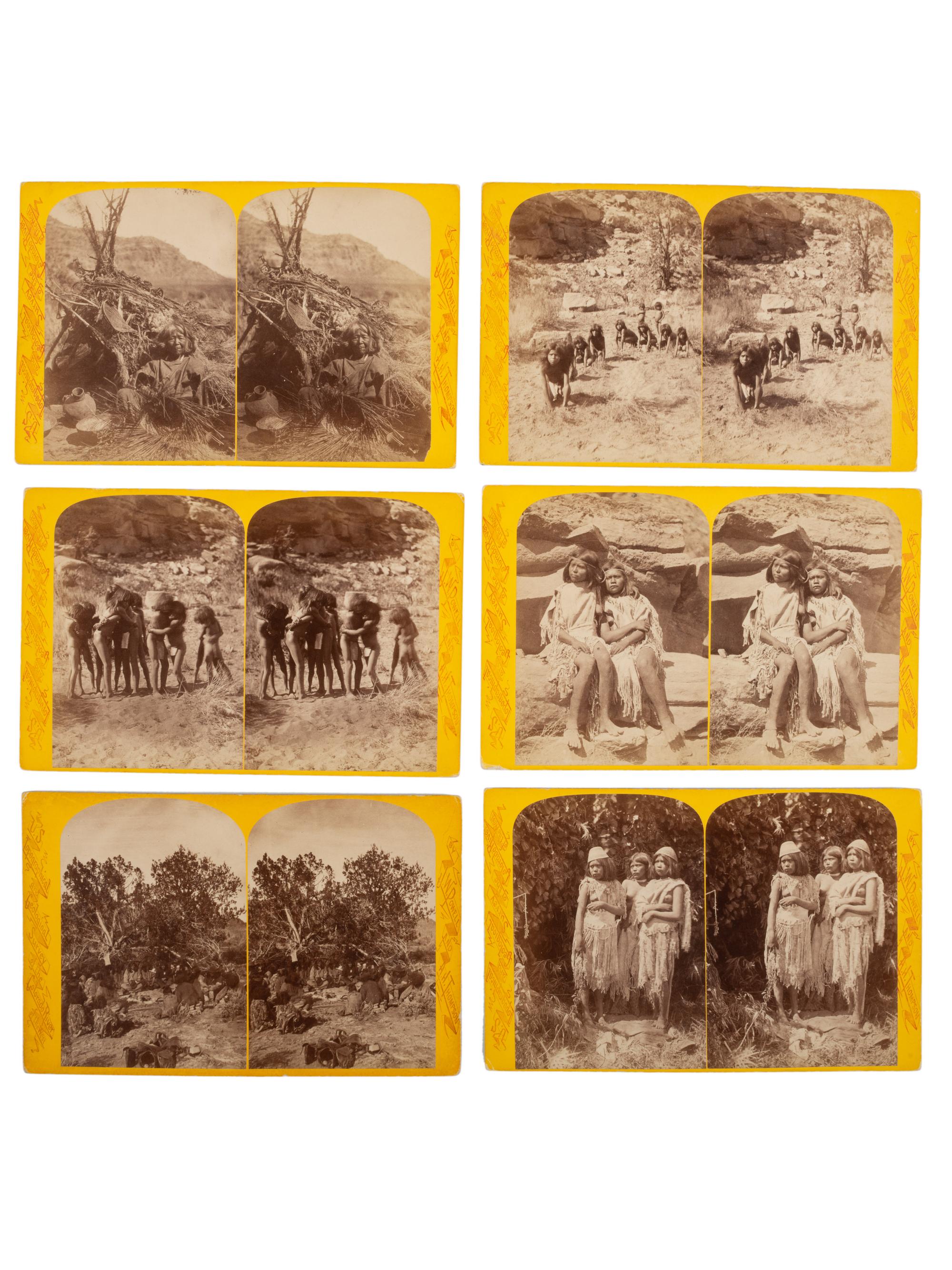 [NATIVE AMERICANS]. HILLERS, John K., and BEAMAN, E.O., photographers. A group of 13 Powell Expedition stereoviews featuring Native American subjects, comprising: