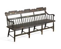 A Green-Painted and Decorated Windsor Bench