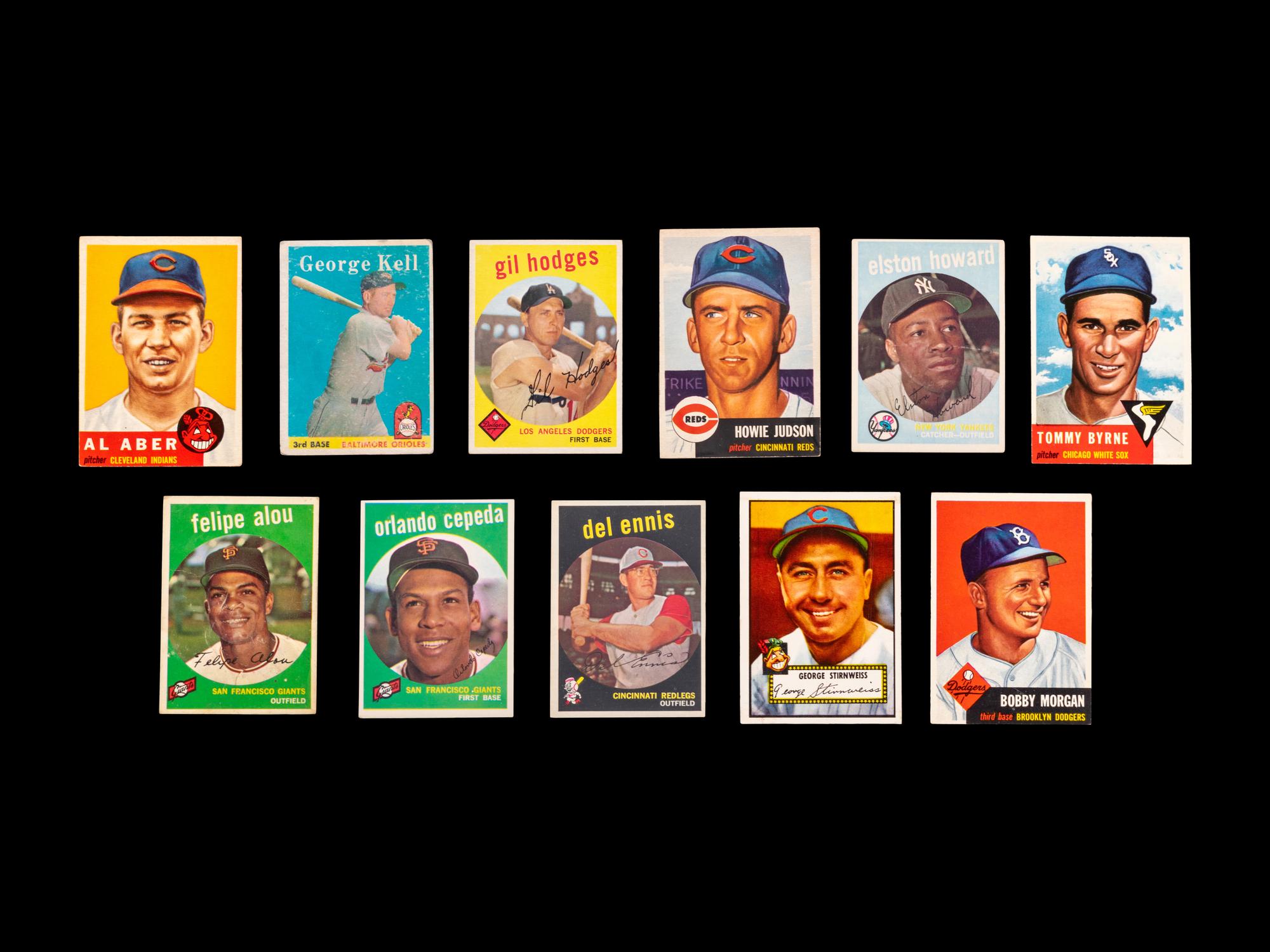 A Group of 30 Assorted 1950s and 1960s Baseball Cards (Including Ernie Banks and Willie Mays),