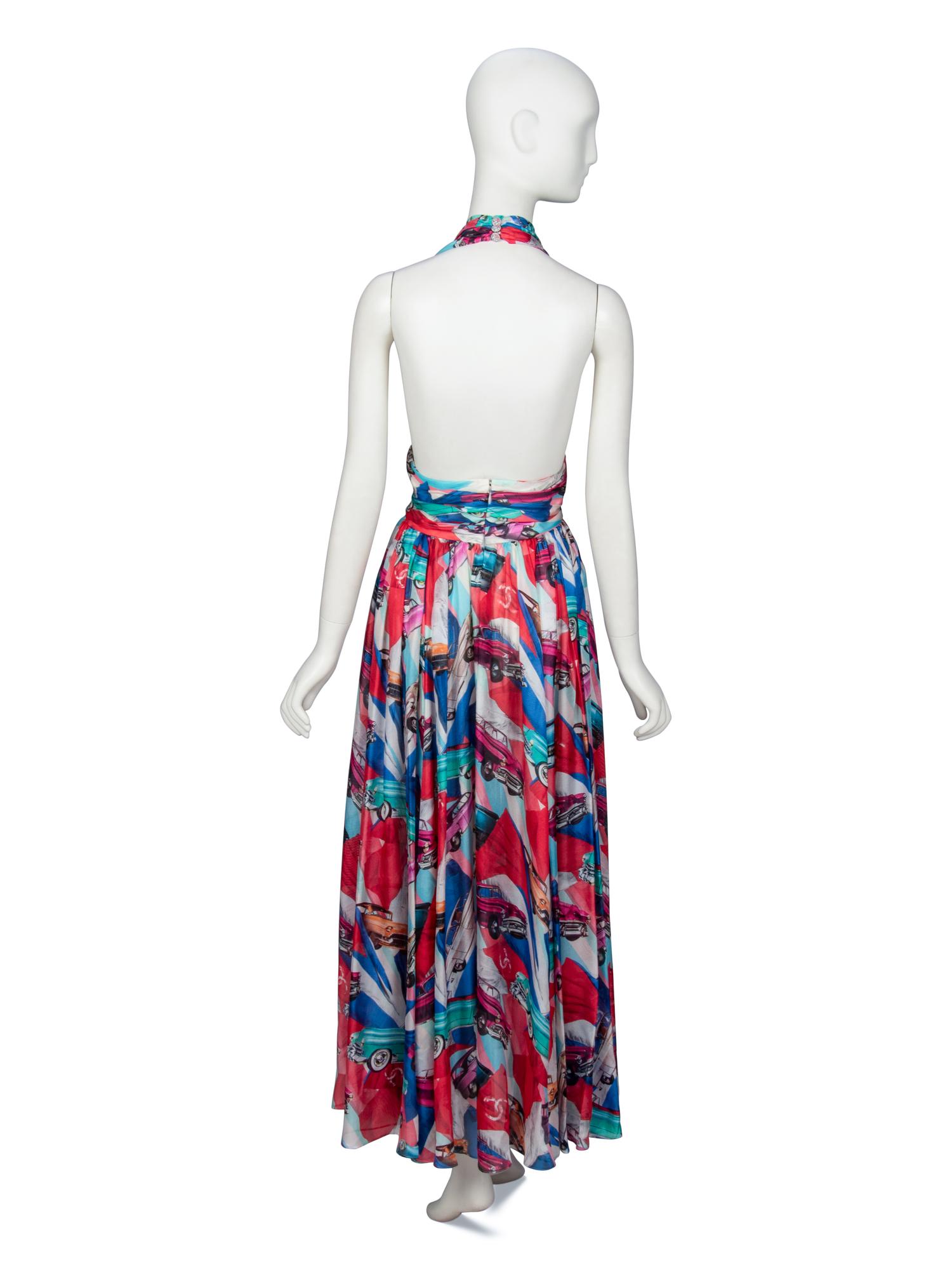 CHANEL, CAR-PRINT HALTER DRESS, 2017