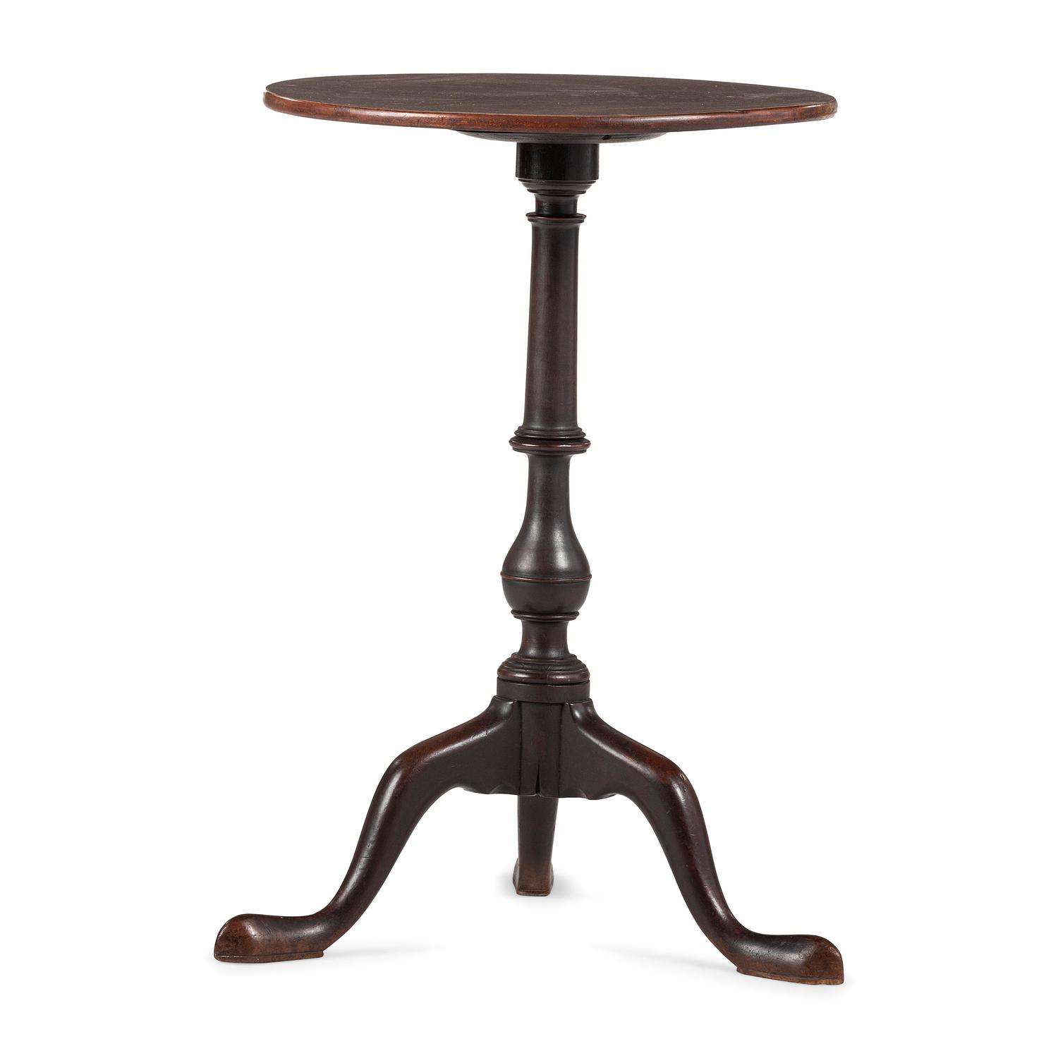 A Chippendale Turned Mahogany Snake-Foot Candlestand