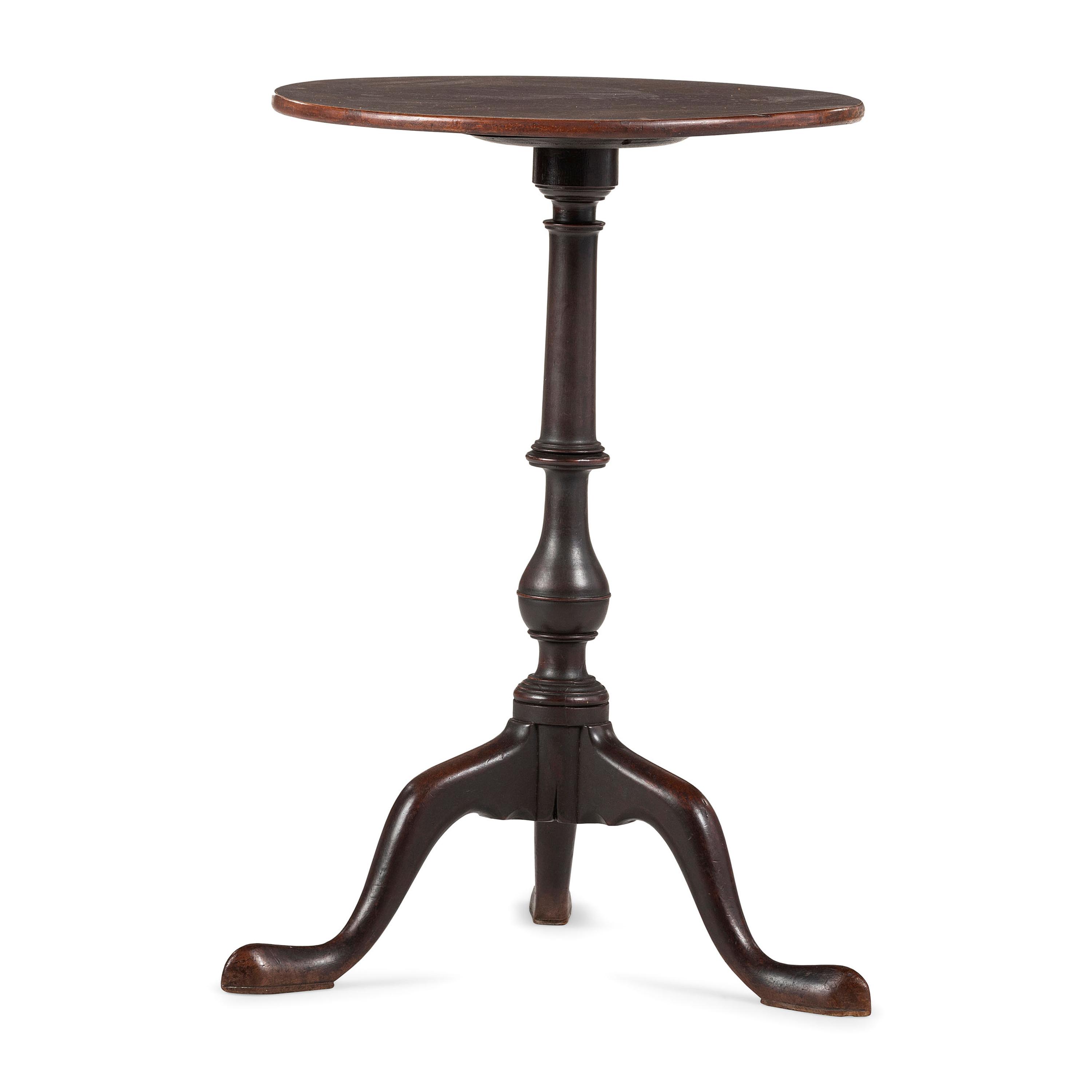 A Chippendale Turned Mahogany Snake-Foot Candlestand