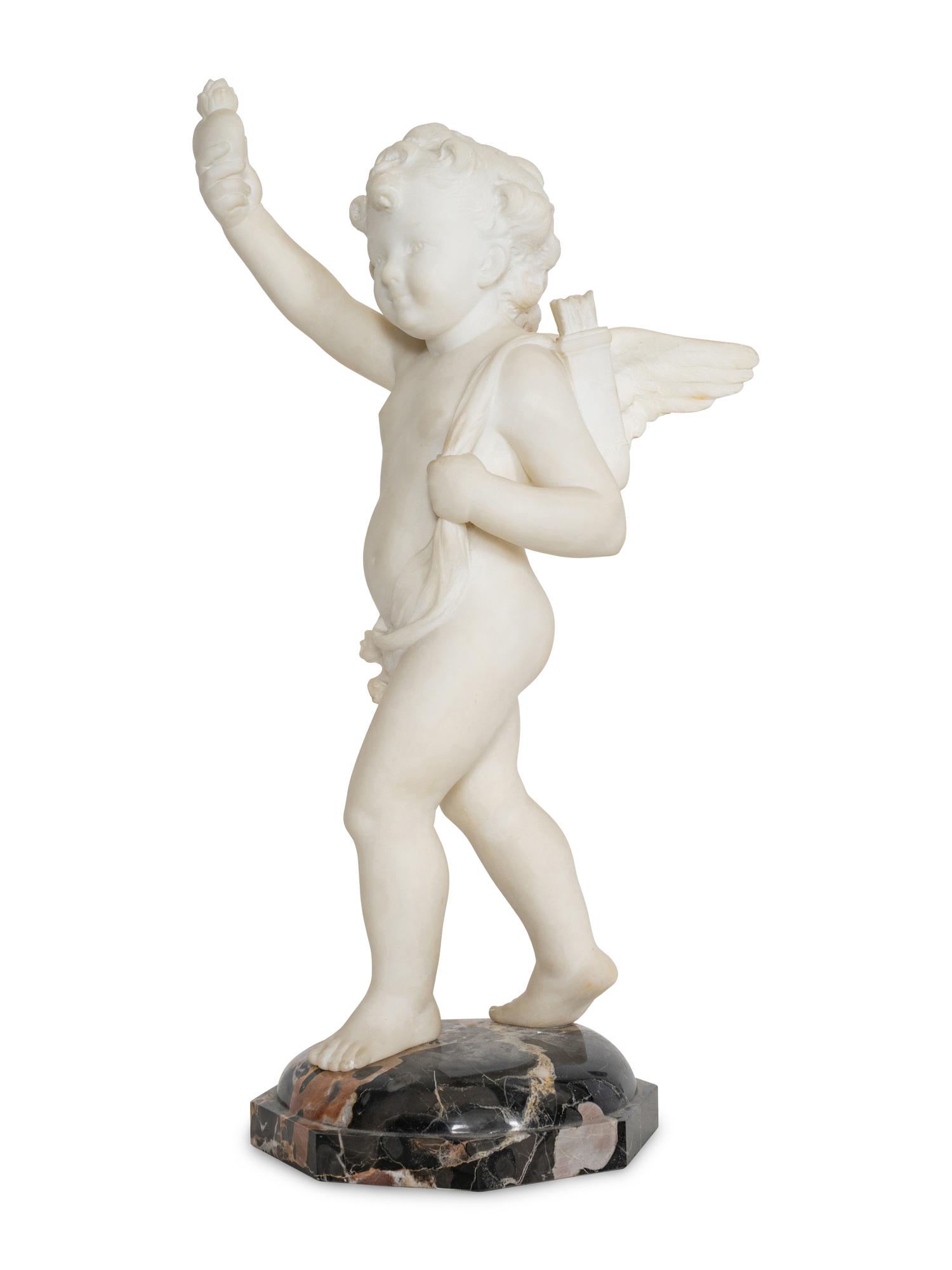 Cupid Holding Flaming Heart Aloft