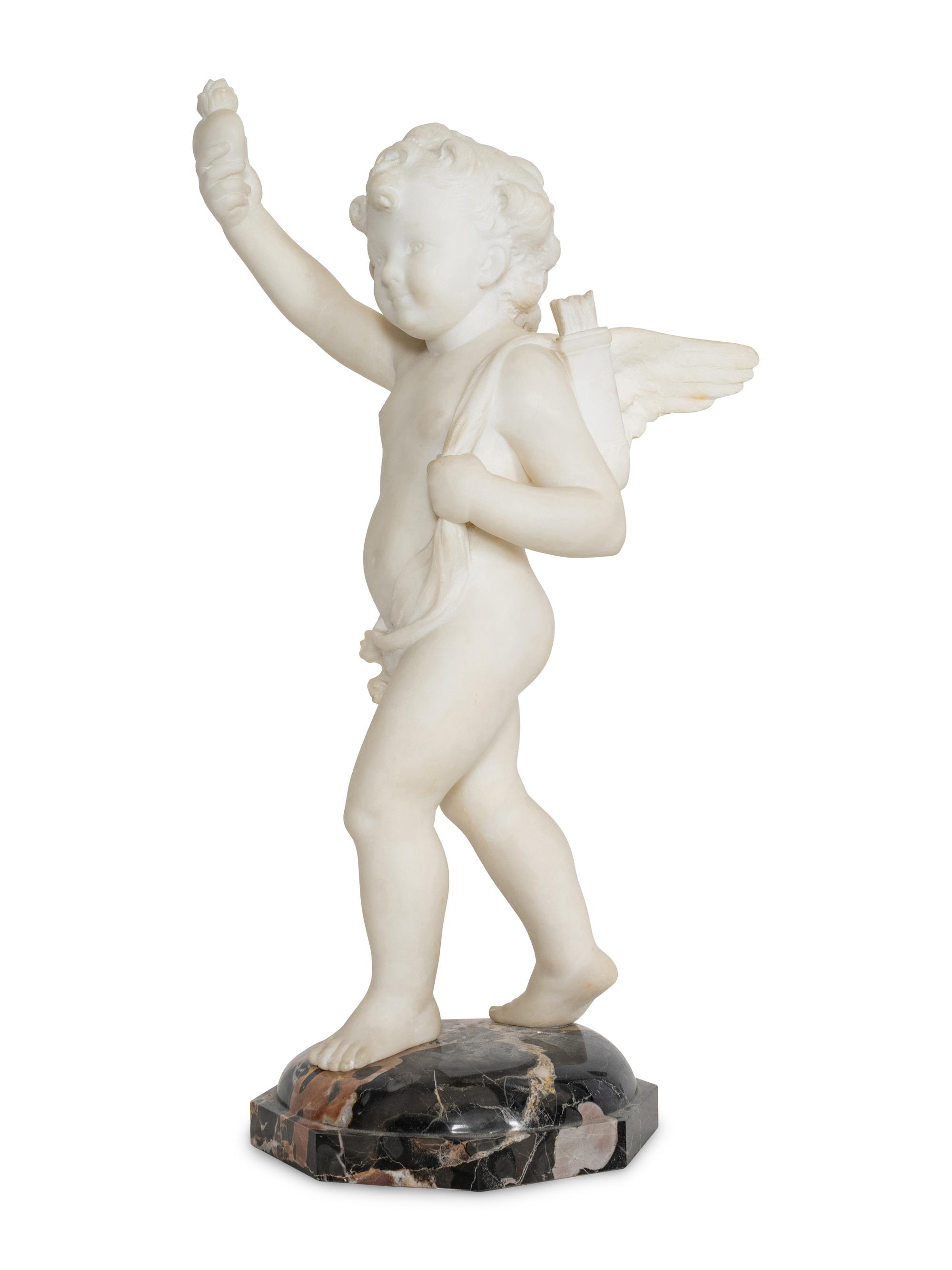 Cupid Holding Flaming Heart Aloft