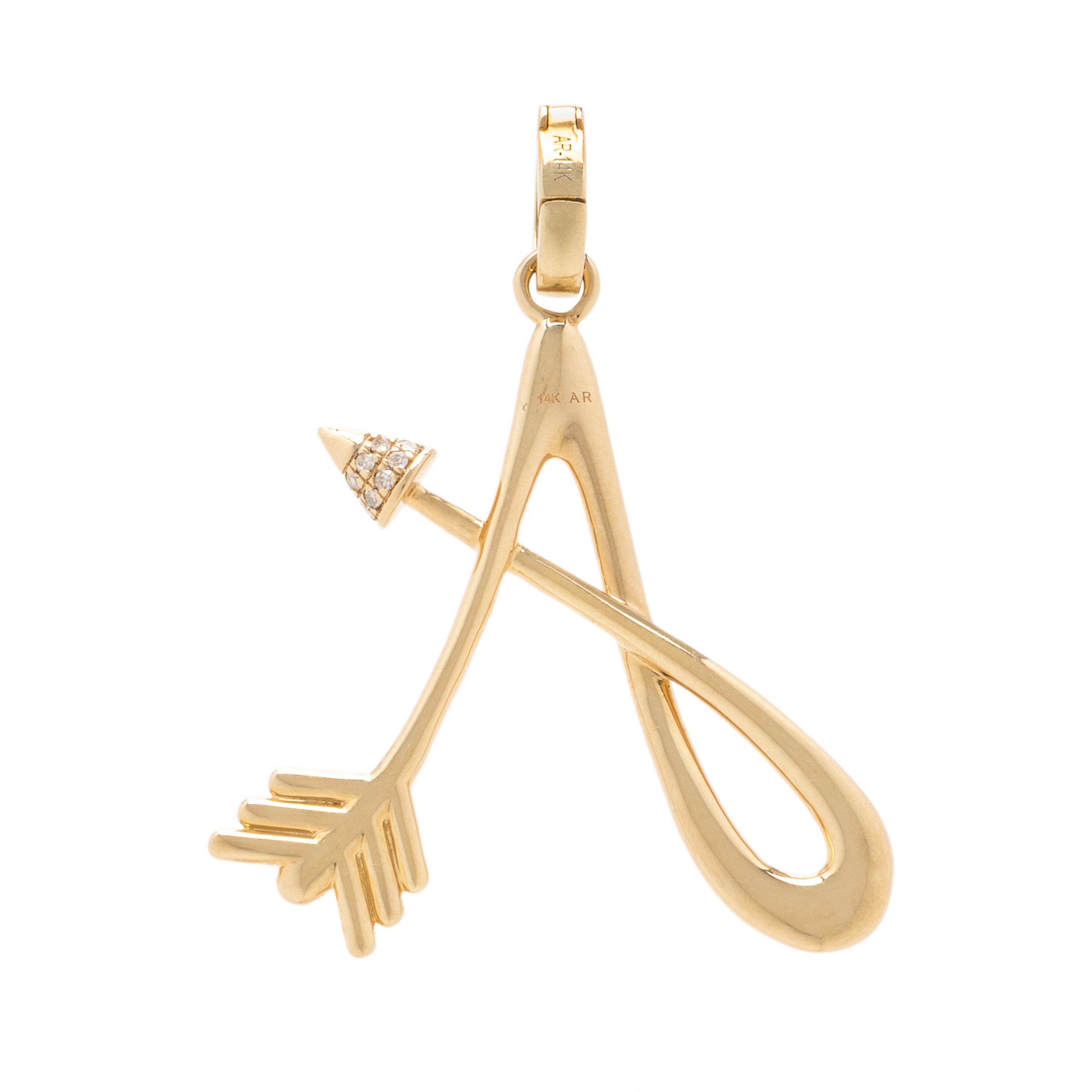Adina Reyter, Yellow Gold and Diamond 'A' Arrow Pendant