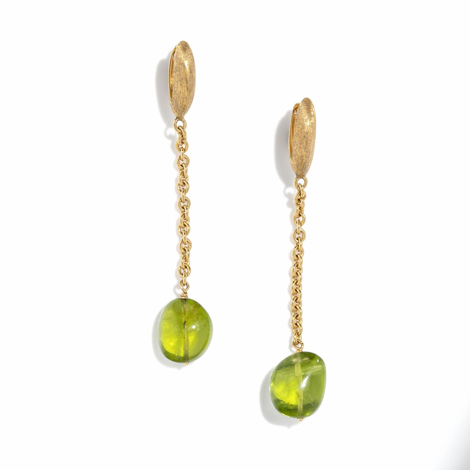 MARCO BICEGO, PERIDOT AND YELLOW GOLD PENDANT EARRINGS
