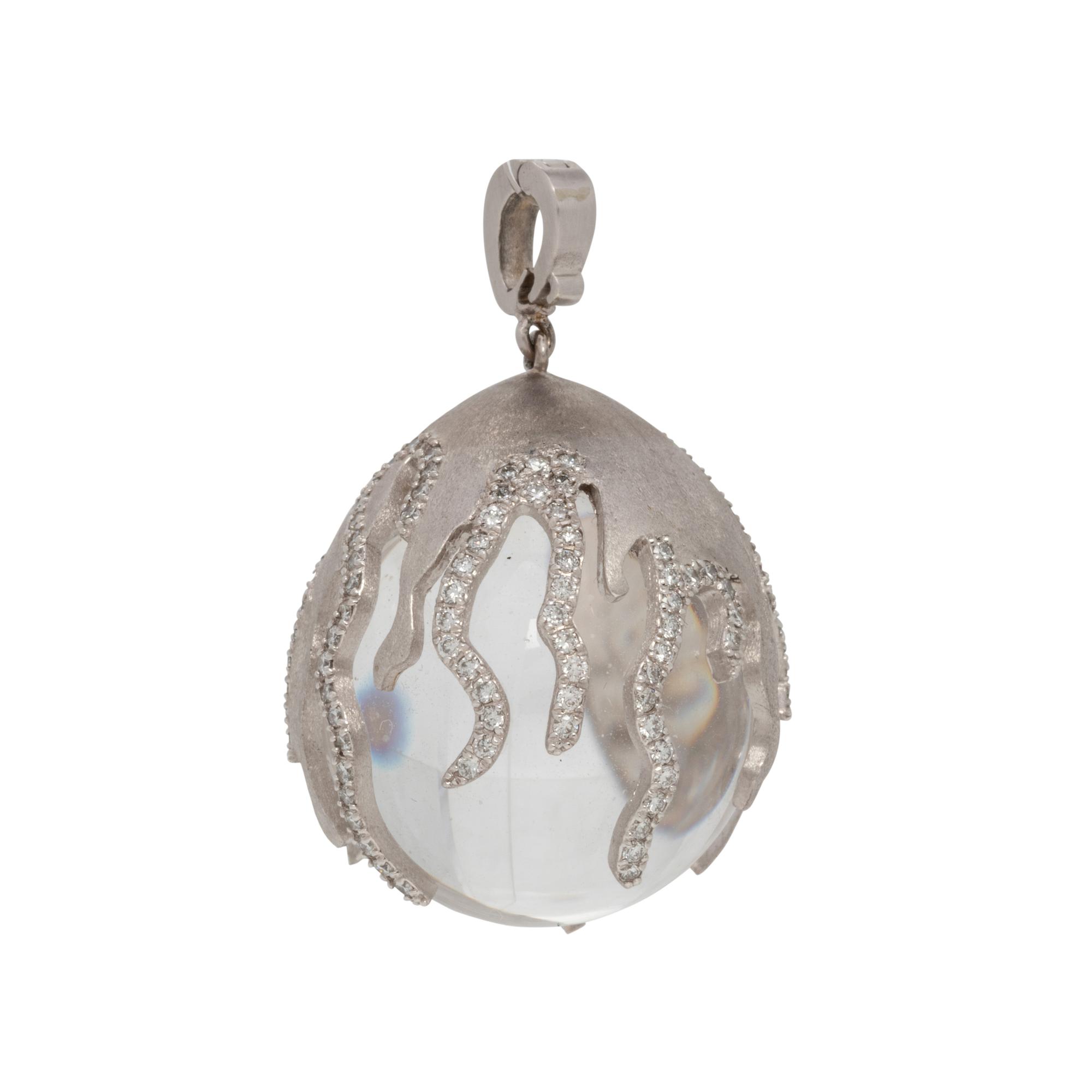 WHITE GOLD, DIAMOND AND ROCK CRYSTAL PENDANT