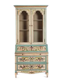 An Italian Painted Bureau Bookcase