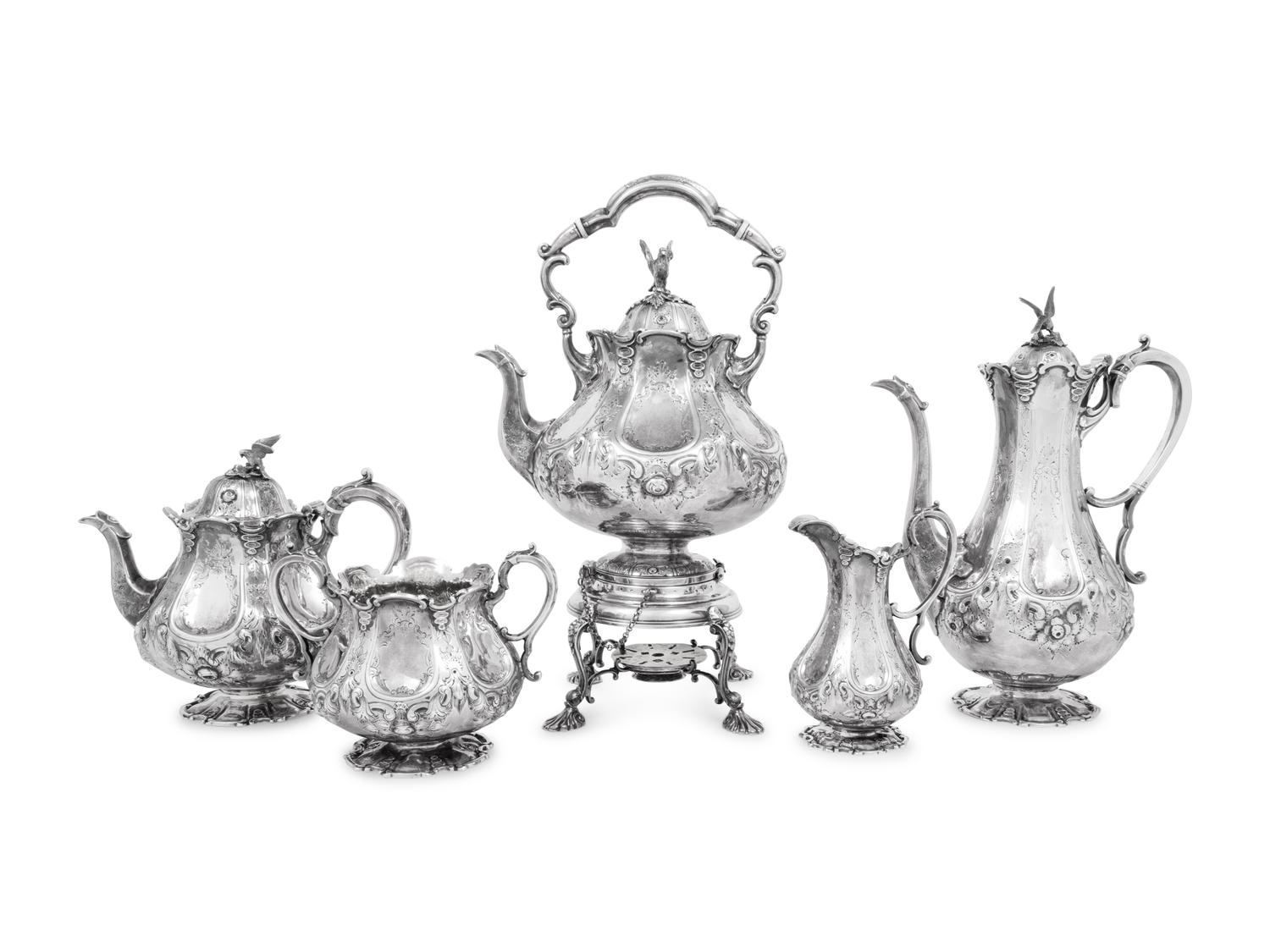 A Victorian Silver Five-Piece Coffee Service