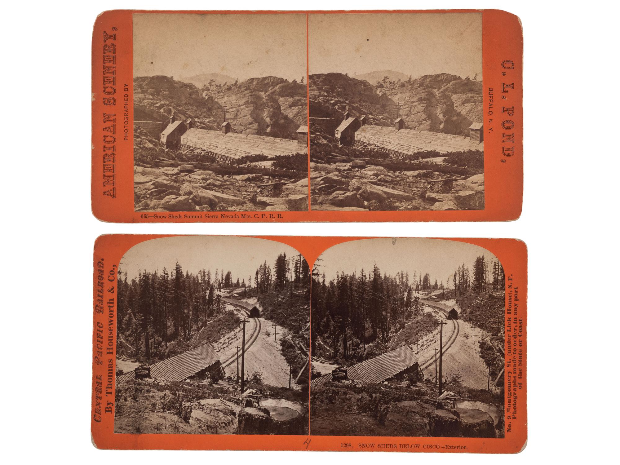 [CALIFORNIA]. A group of 9 stereoviews of California, incl. images by Lawrence & Houseworth, Pond, and Taber.