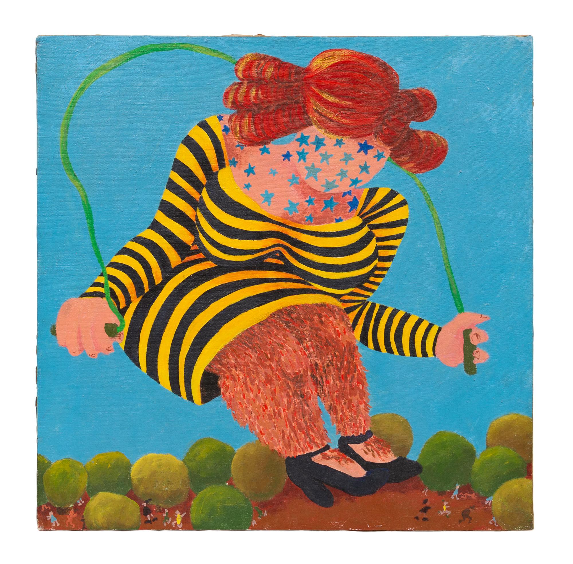 Untitled (Hairy Legged, Star Tattooed Giantess in Striped Dress Skipping Rope), c. 1965