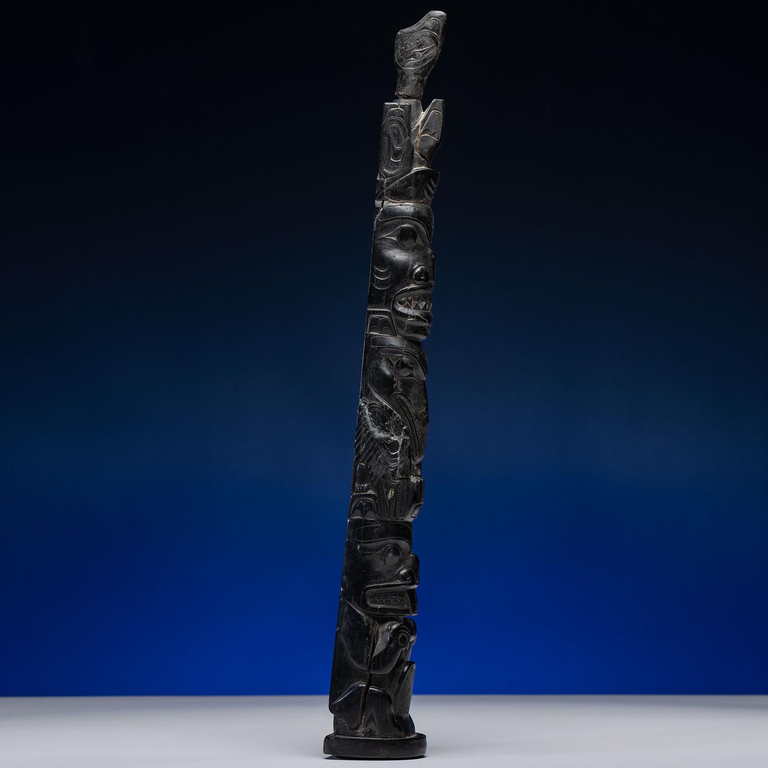 Haida Carved Argillite Model Totem Pole