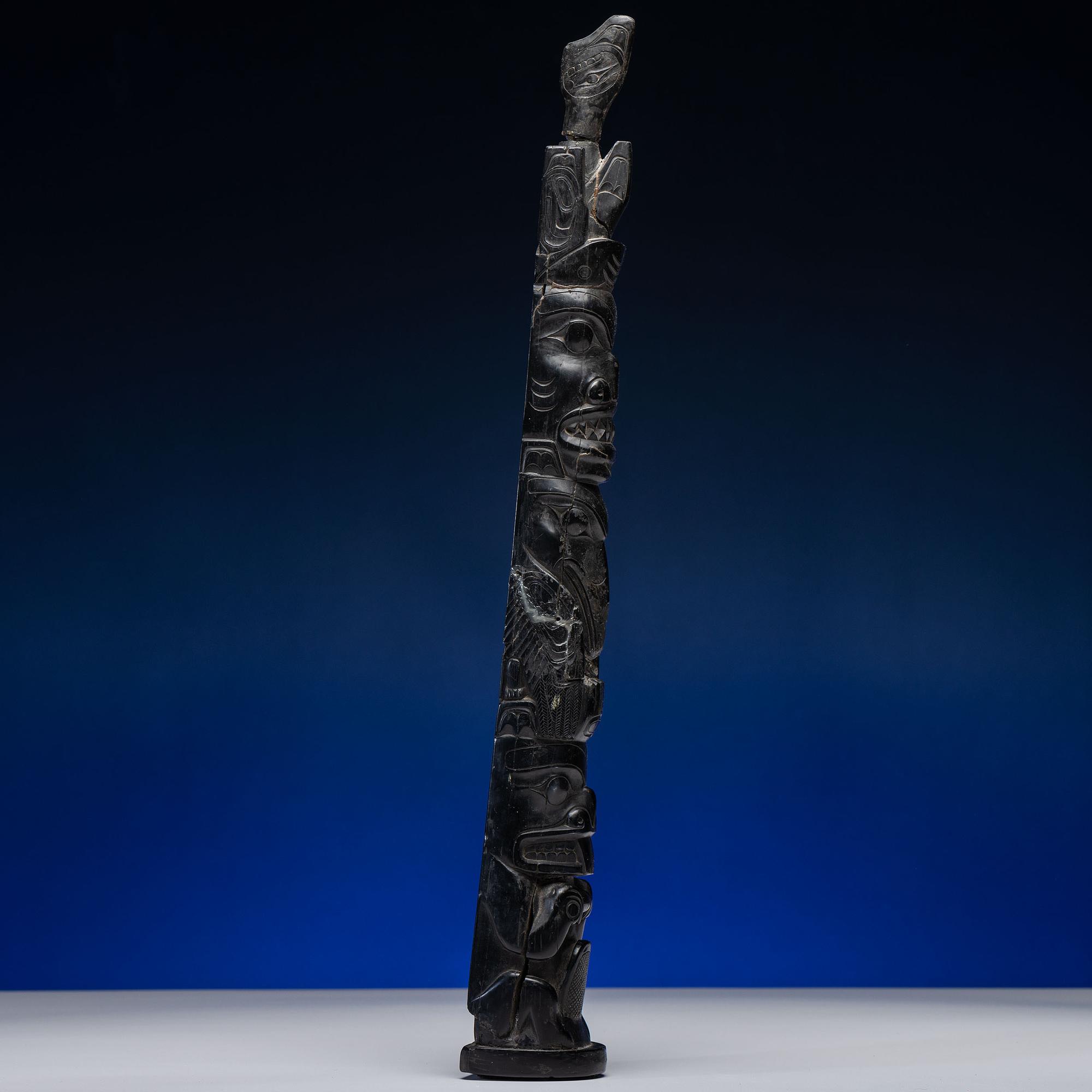 Haida Carved Argillite Model Totem Pole