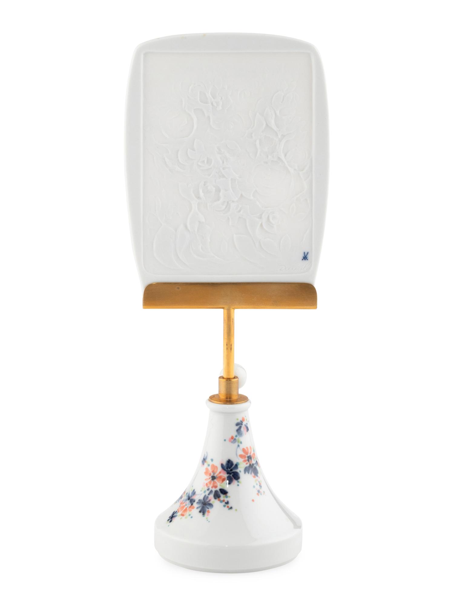 A Meissen Porcelain Table Screen