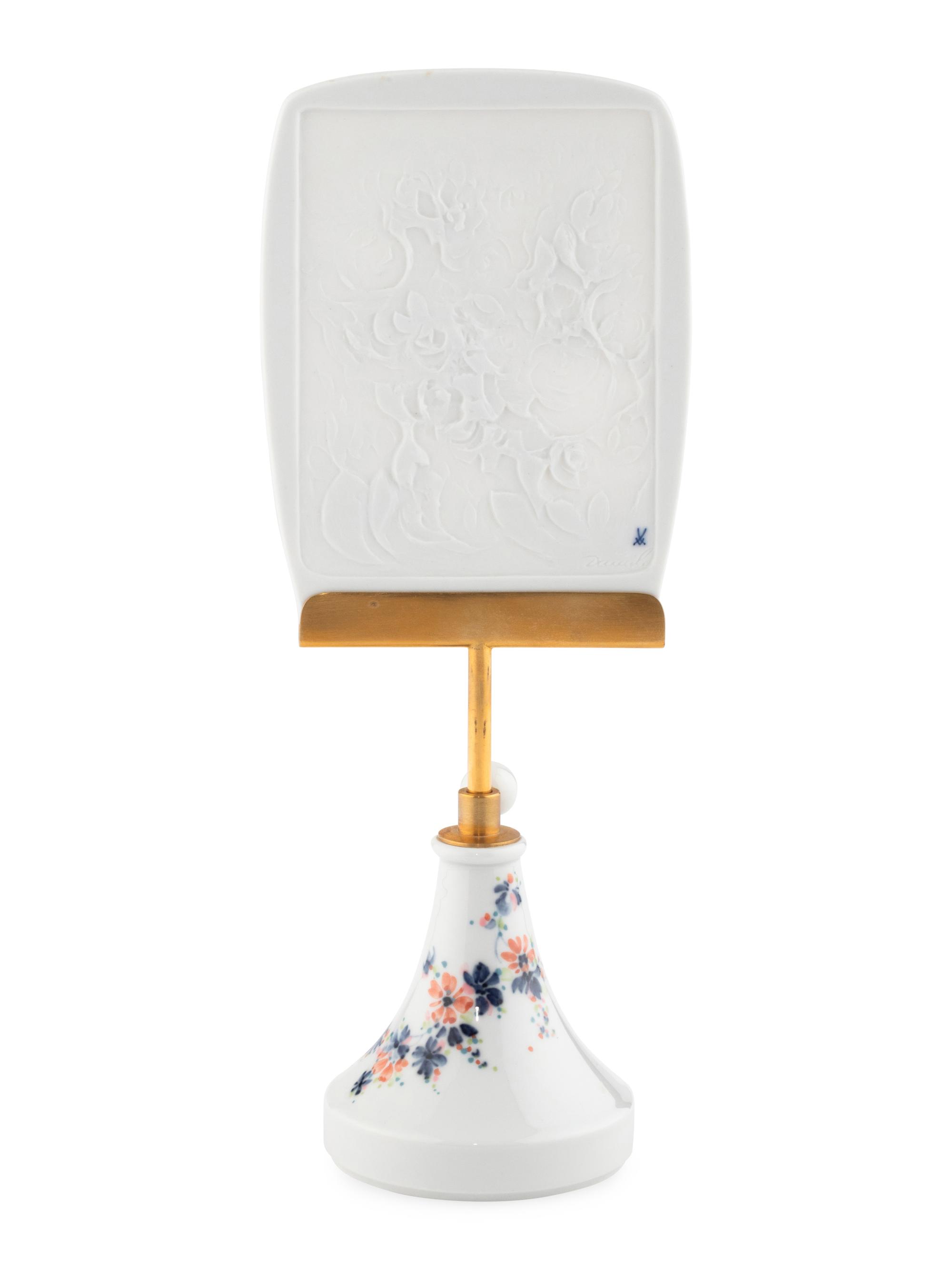 A Meissen Porcelain Table Screen