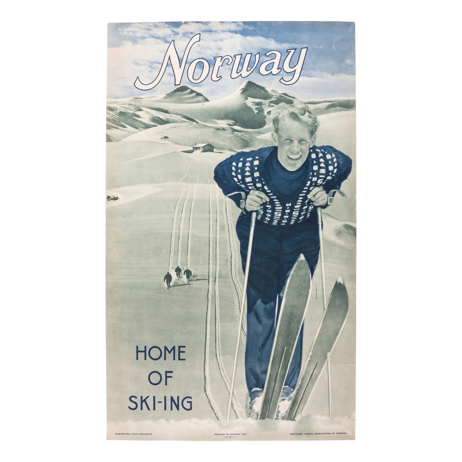[TRAVEL POSTERS]. A group of 2 posters promoting skiing in Switzerland and Norway, comprising: