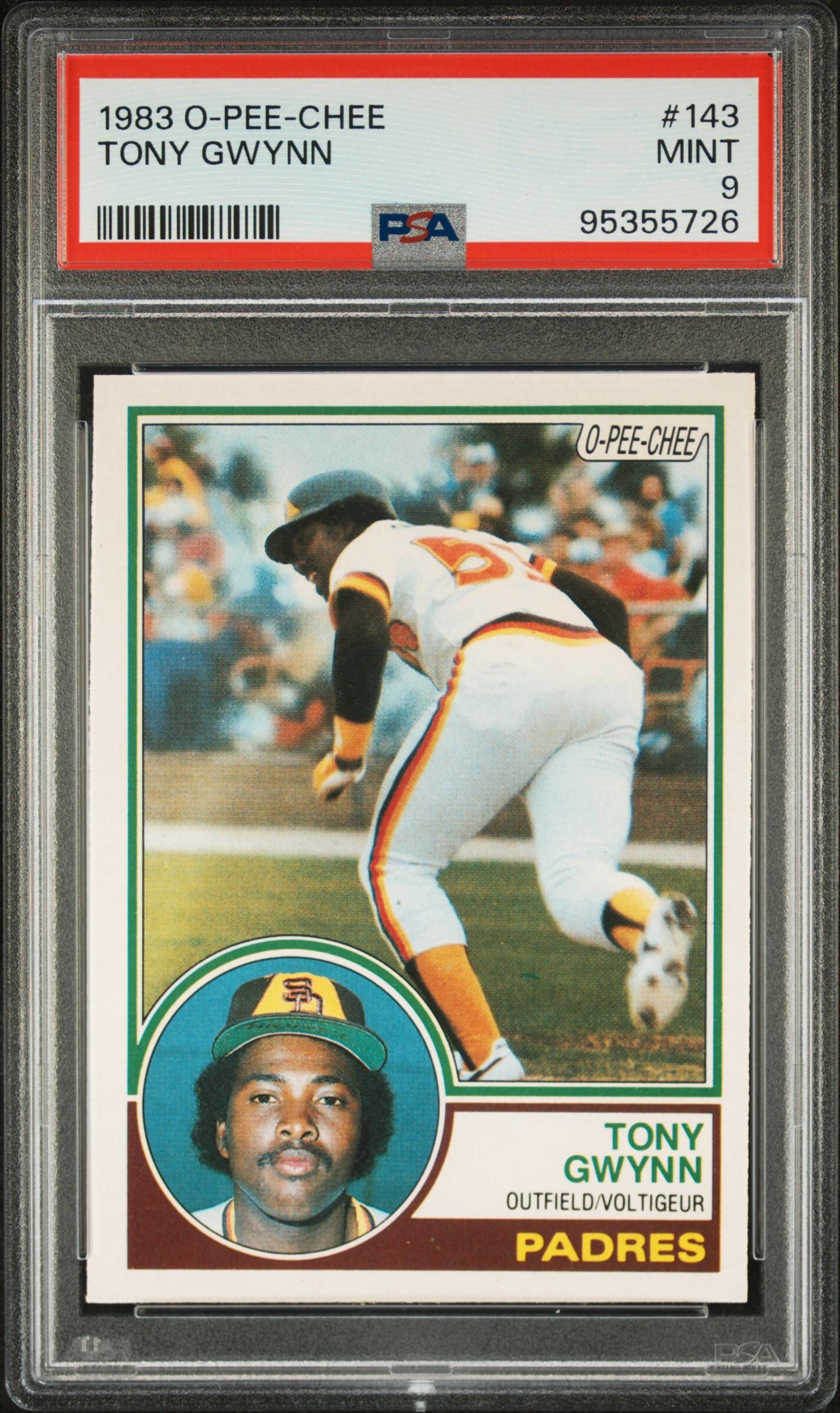 A 1983 O-Pee-Chee Tony Gwynn Rookie Baseball Card No. 143 (PSA 9 MINT)