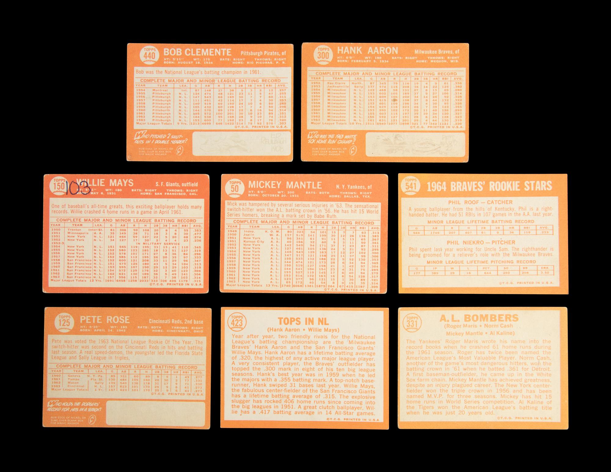 A Complete Set of 1964 Topps Baseball Cards (587/587)