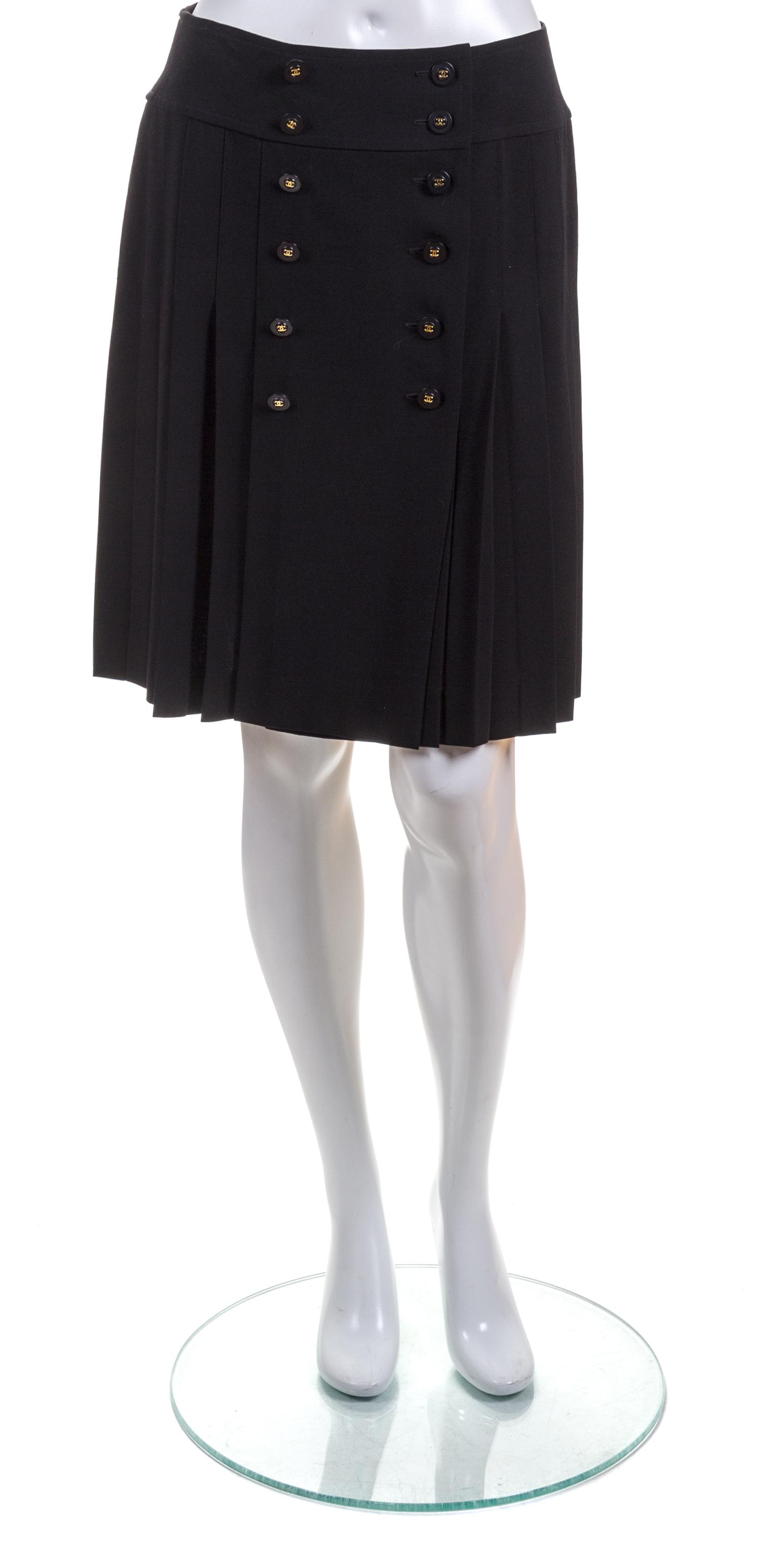 A Chanel Black Wool Pleated Skirt,