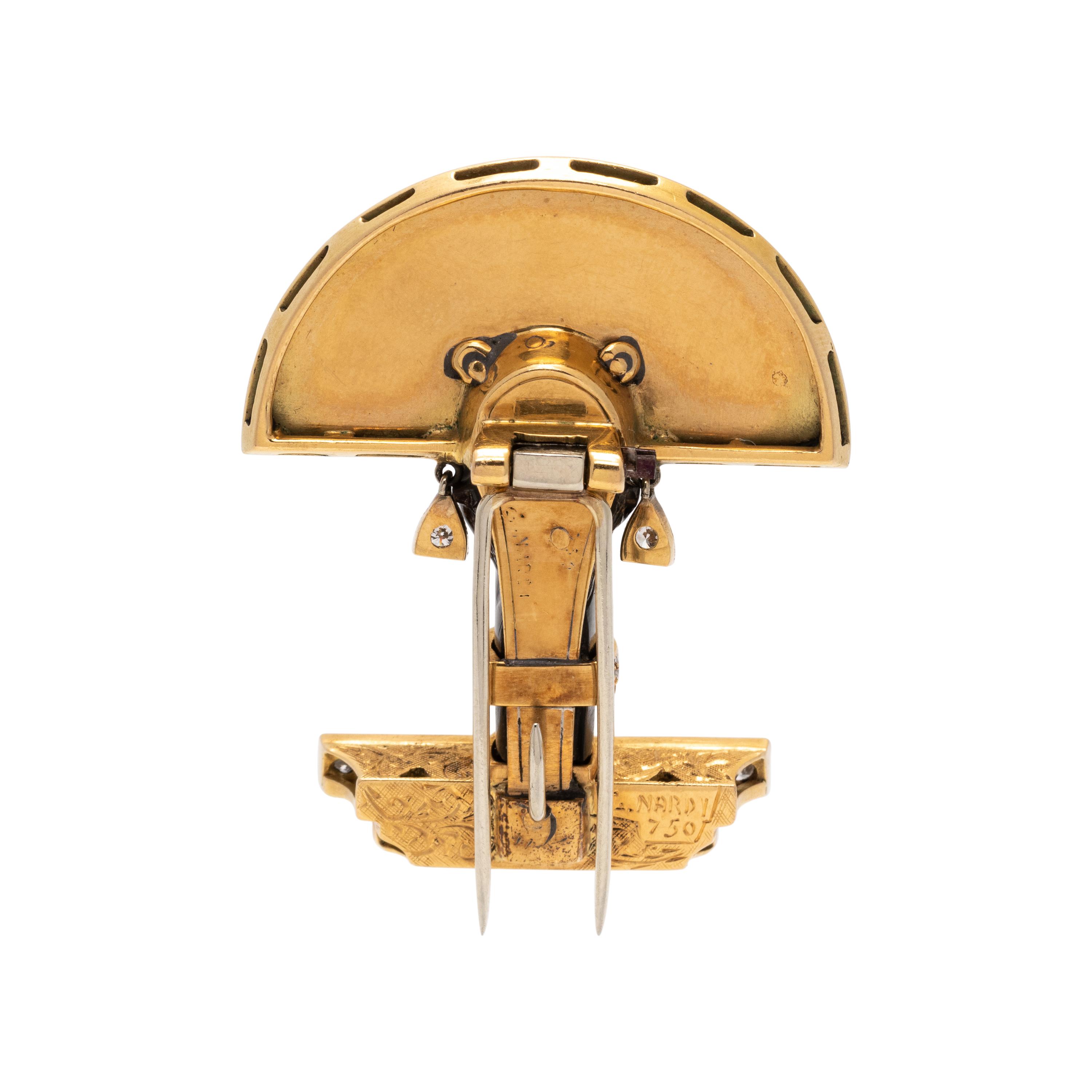 NARDI, ENAMEL AND DIAMOND 'PRINCESS TURANDOT' BROOCH