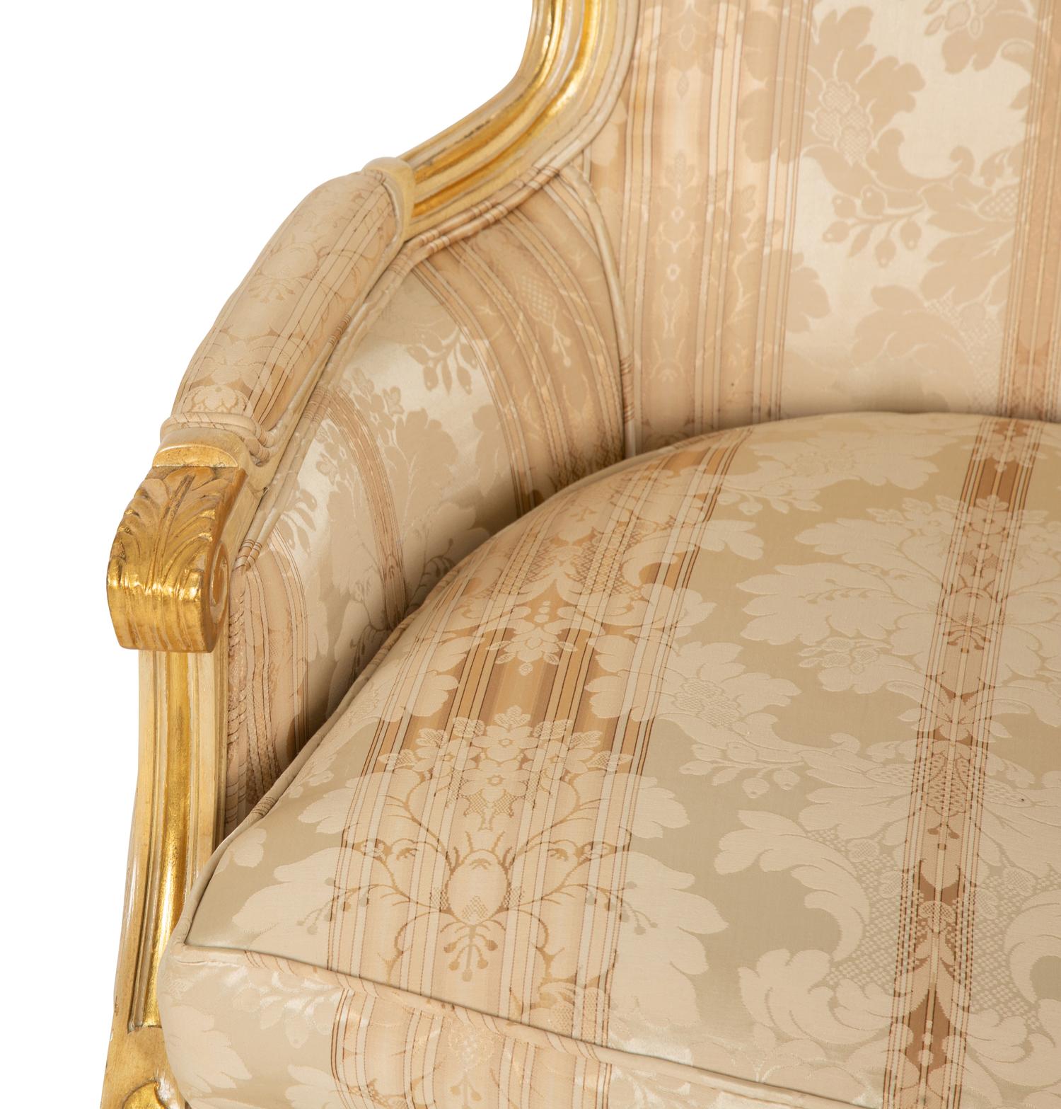 A Louis XV Style Painted and Giltwood Bergère