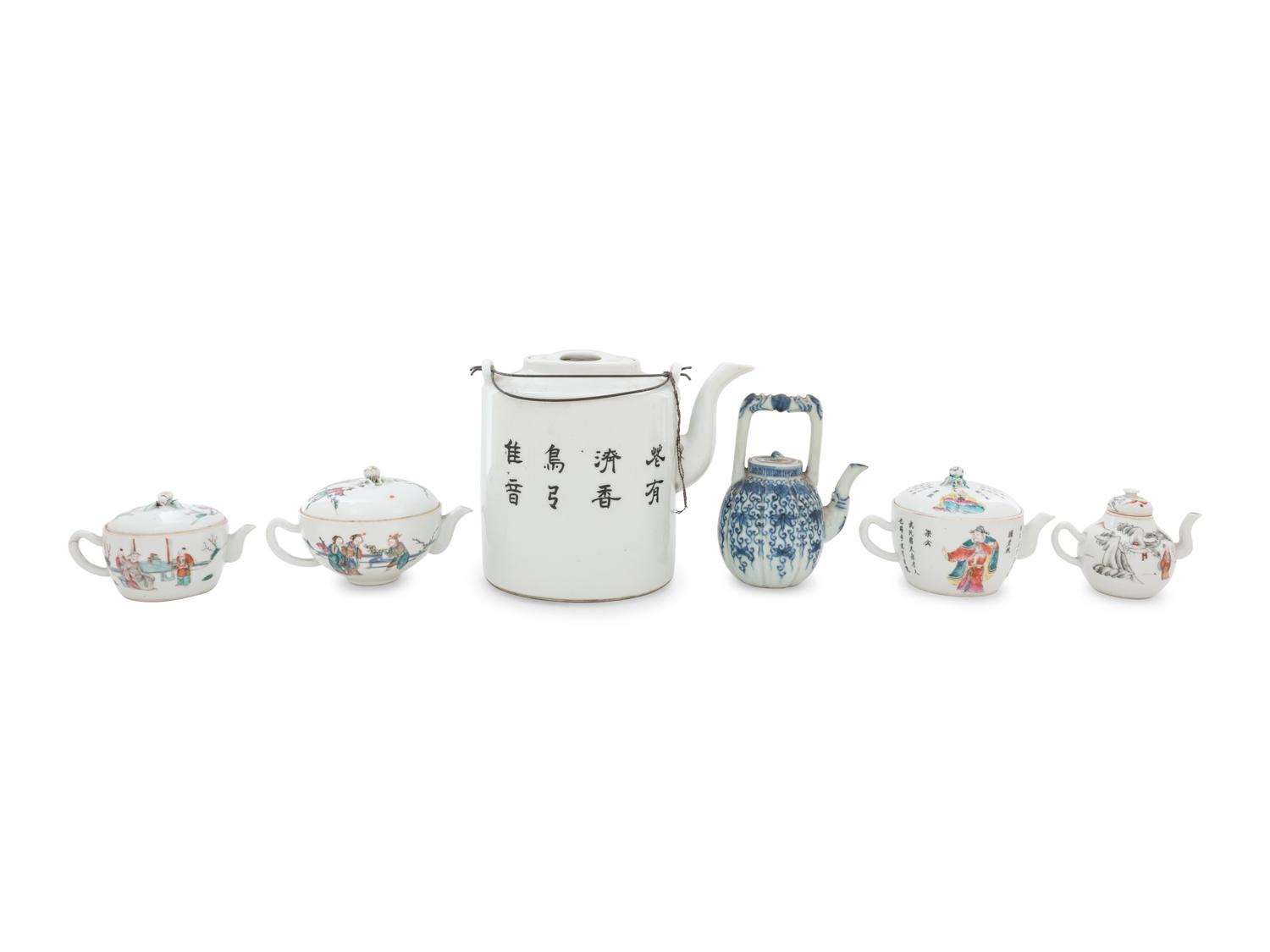 Six Chinese Porcelain Teapots